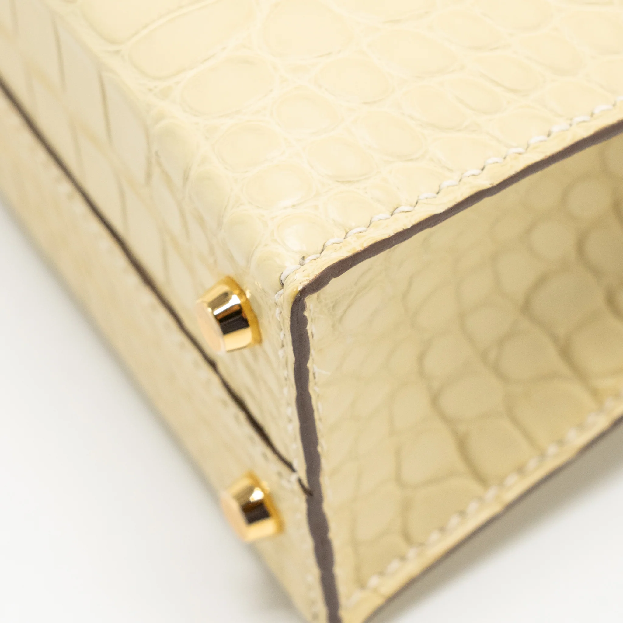 Hermes Mini Kelly II Alligator MIssissippiensis Matt Y1 Vanille GHW Stamp W - Image 12