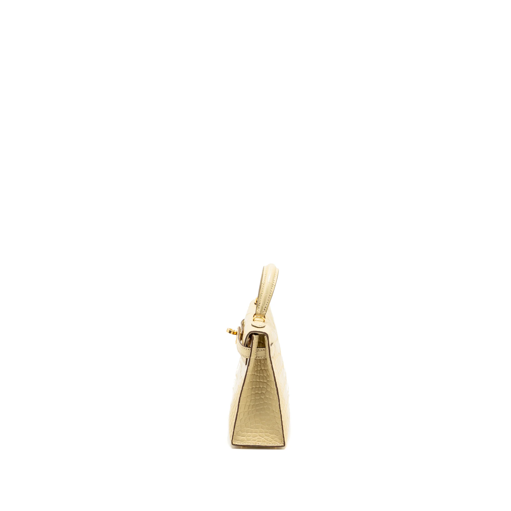 Hermes Mini Kelly II Alligator MIssissippiensis Matt Y1 Vanille GHW Stamp W - Image 4