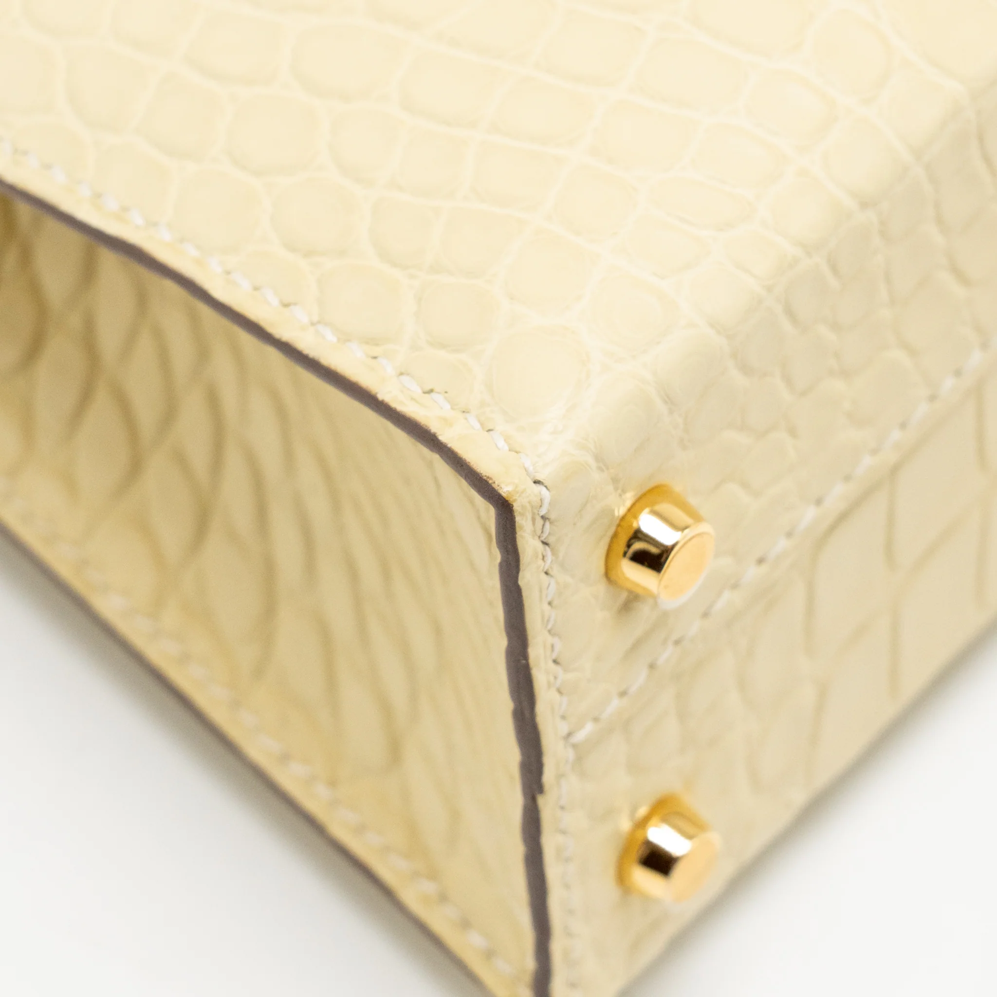 Hermes Mini Kelly II Alligator MIssissippiensis Matt Y1 Vanille GHW Stamp W - Image 9