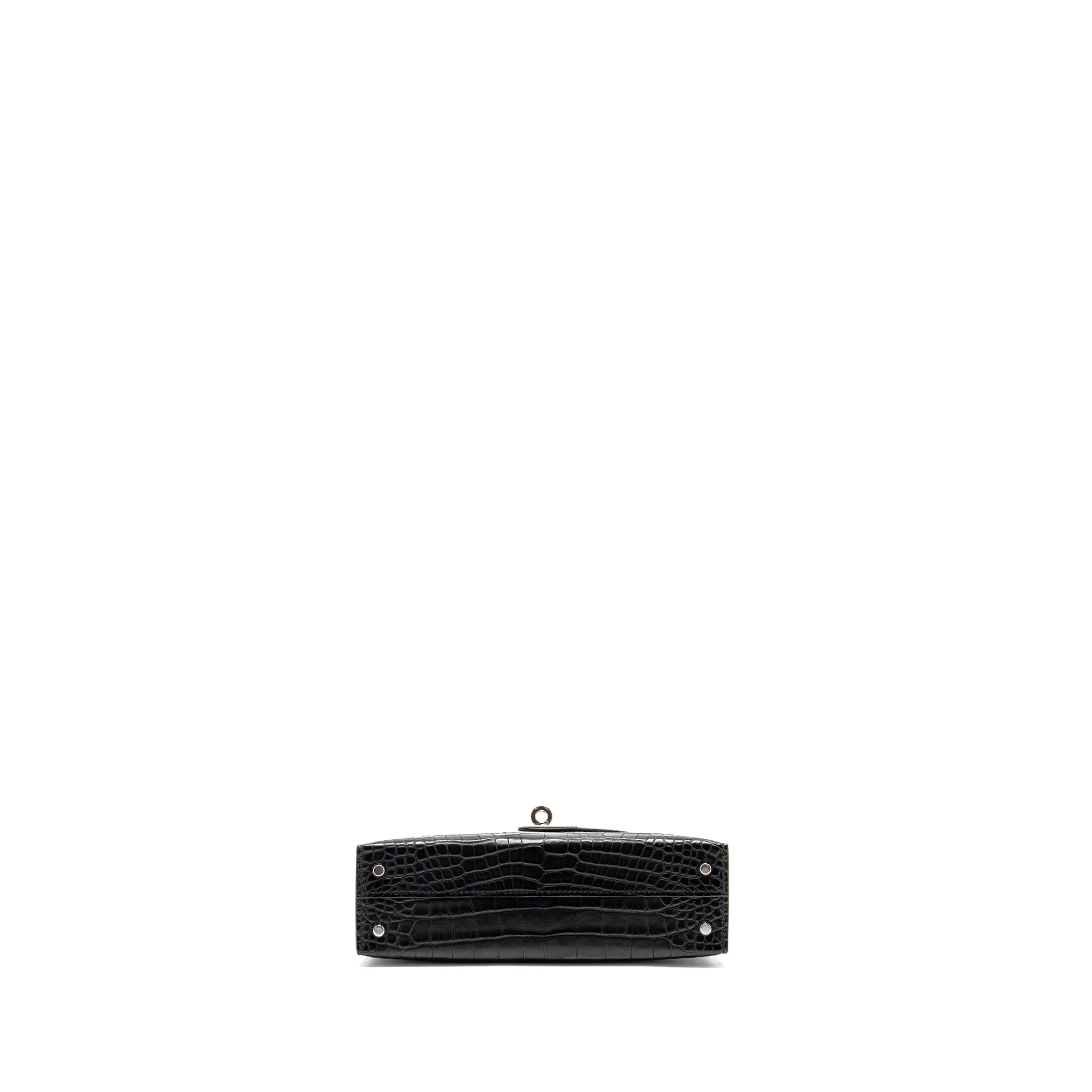 Hermes Mini Kelly II alligator misssissippiensis Matt black SHW stamp K - Image 6