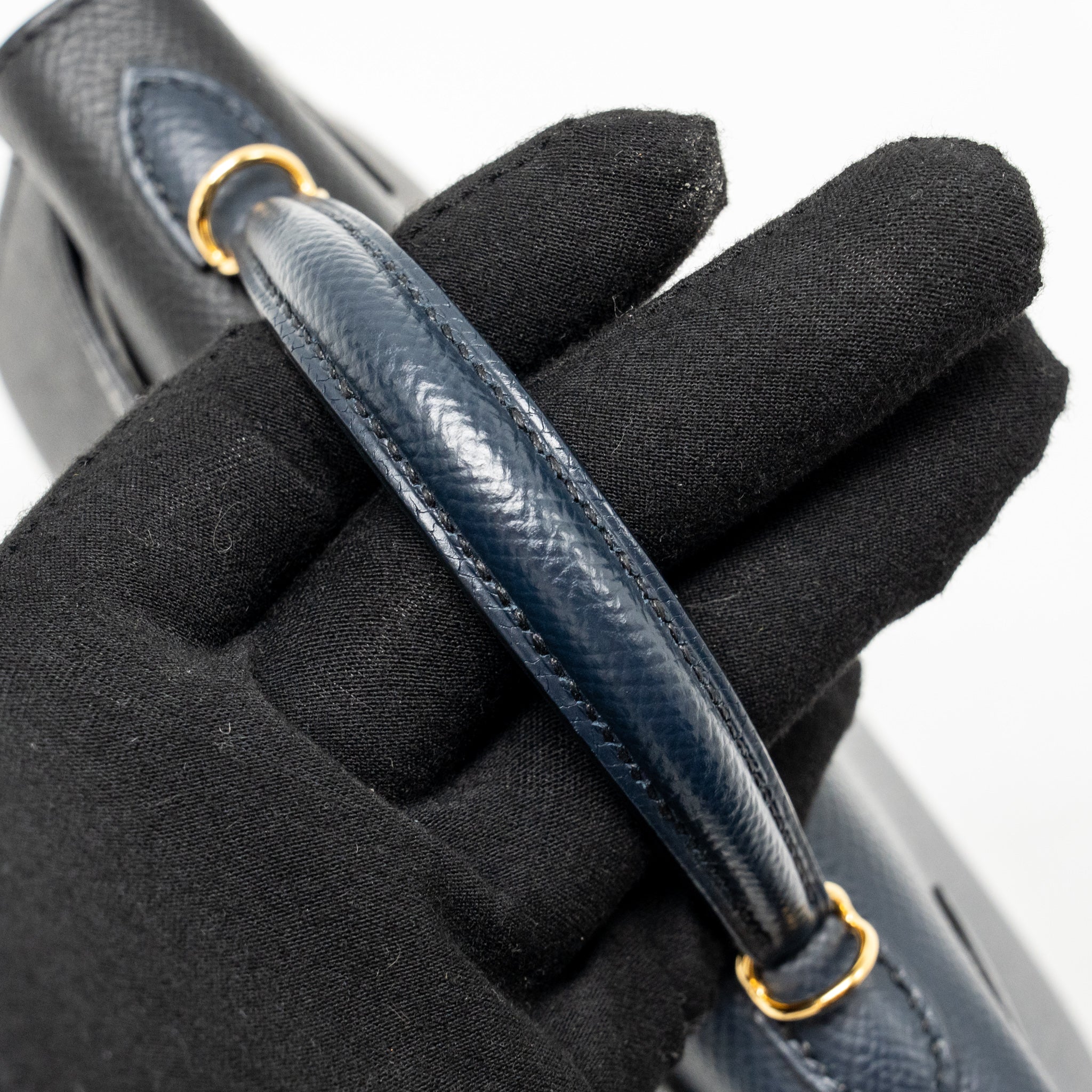 Hermes Mini Kelly II Casaque Epsom Bleu Indigo/Noir/Rouge Grenat GHW Stamp Z - Image 13