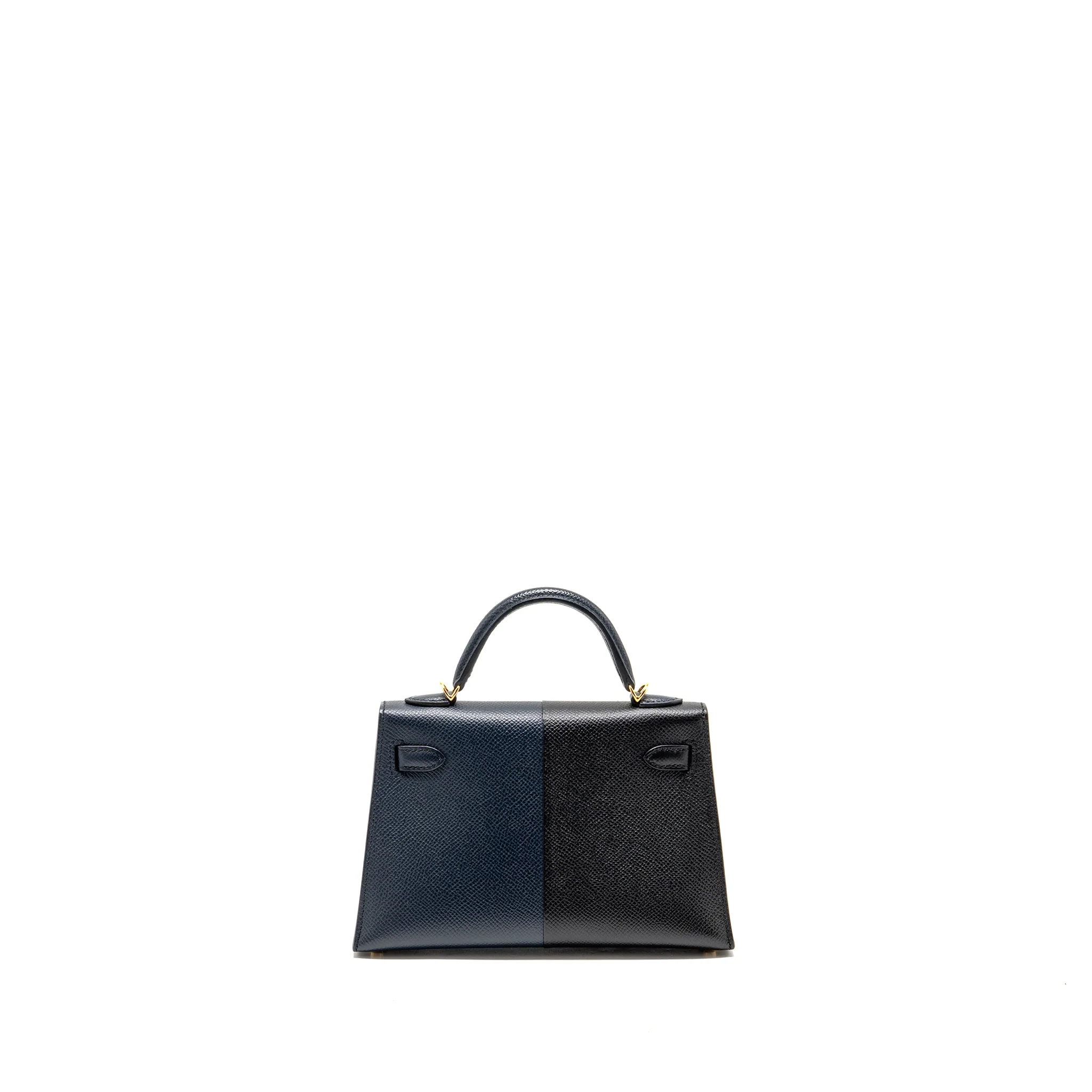 Hermes Mini Kelly II Casaque Epsom Bleu Indigo/Noir/Rouge Grenat GHW Stamp Z - Image 2
