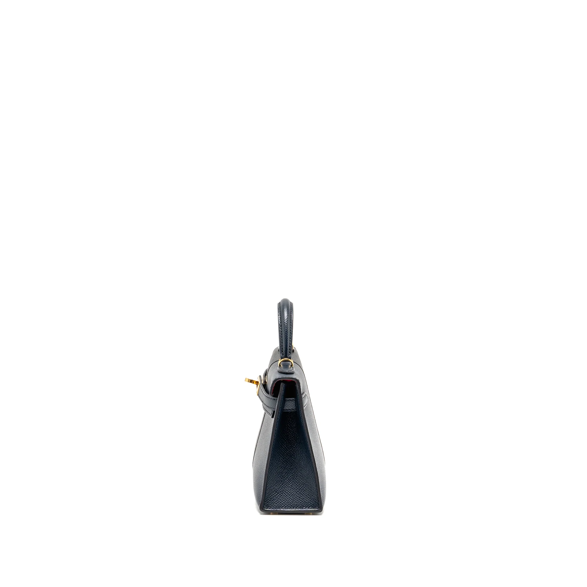 Hermes Mini Kelly II Casaque Epsom Bleu Indigo/Noir/Rouge Grenat GHW Stamp Z - Image 4