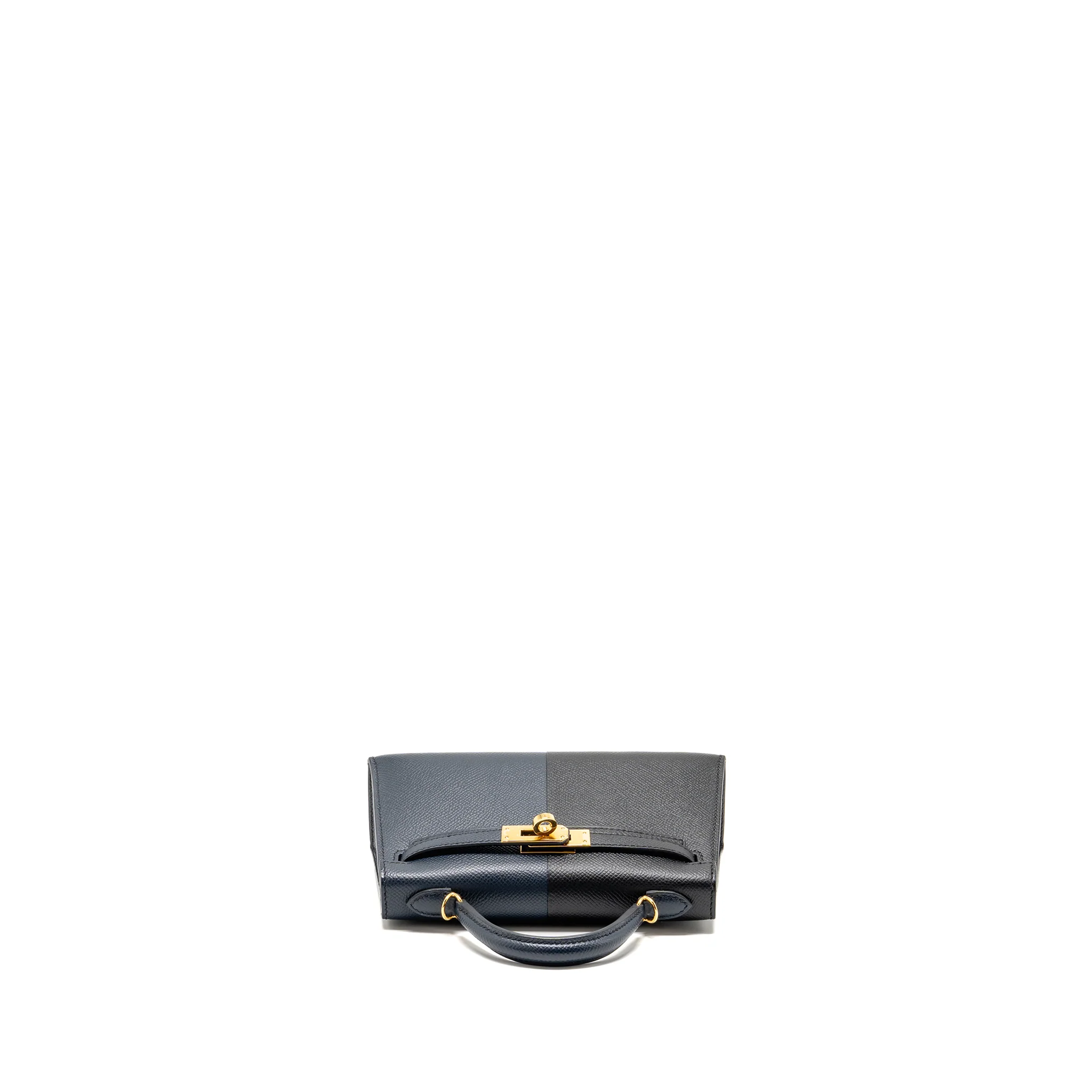 Hermes Mini Kelly II Casaque Epsom Bleu Indigo/Noir/Rouge Grenat GHW Stamp Z - Image 5
