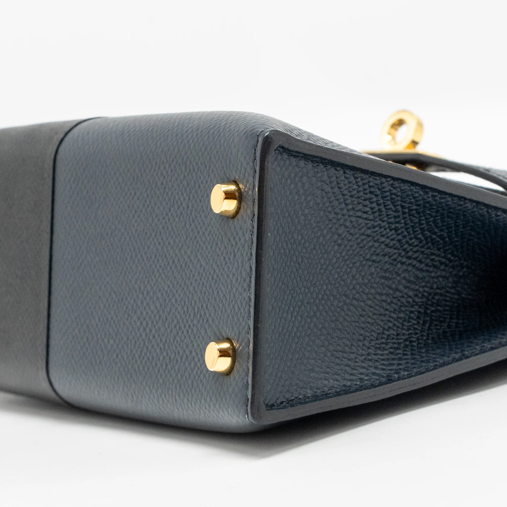 Hermes Mini Kelly II Casaque Epsom Bleu Indigo/Noir/Rouge Grenat GHW Stamp Z - Image 8