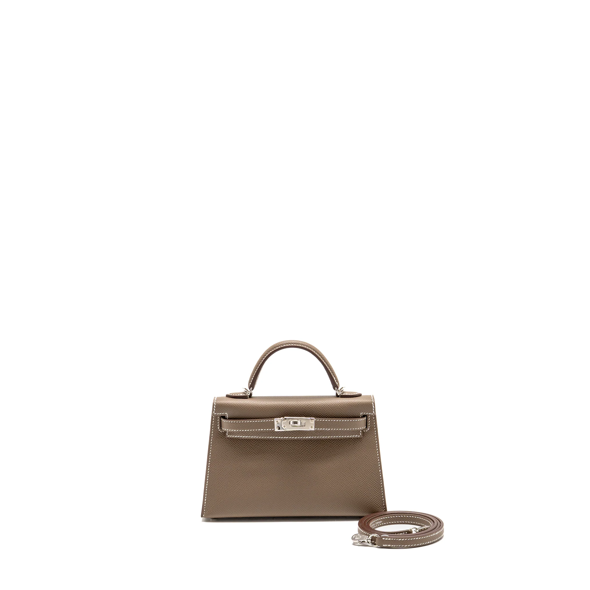 Hermes Mini Kelly II Epsom Etoupe SHW Stamp K