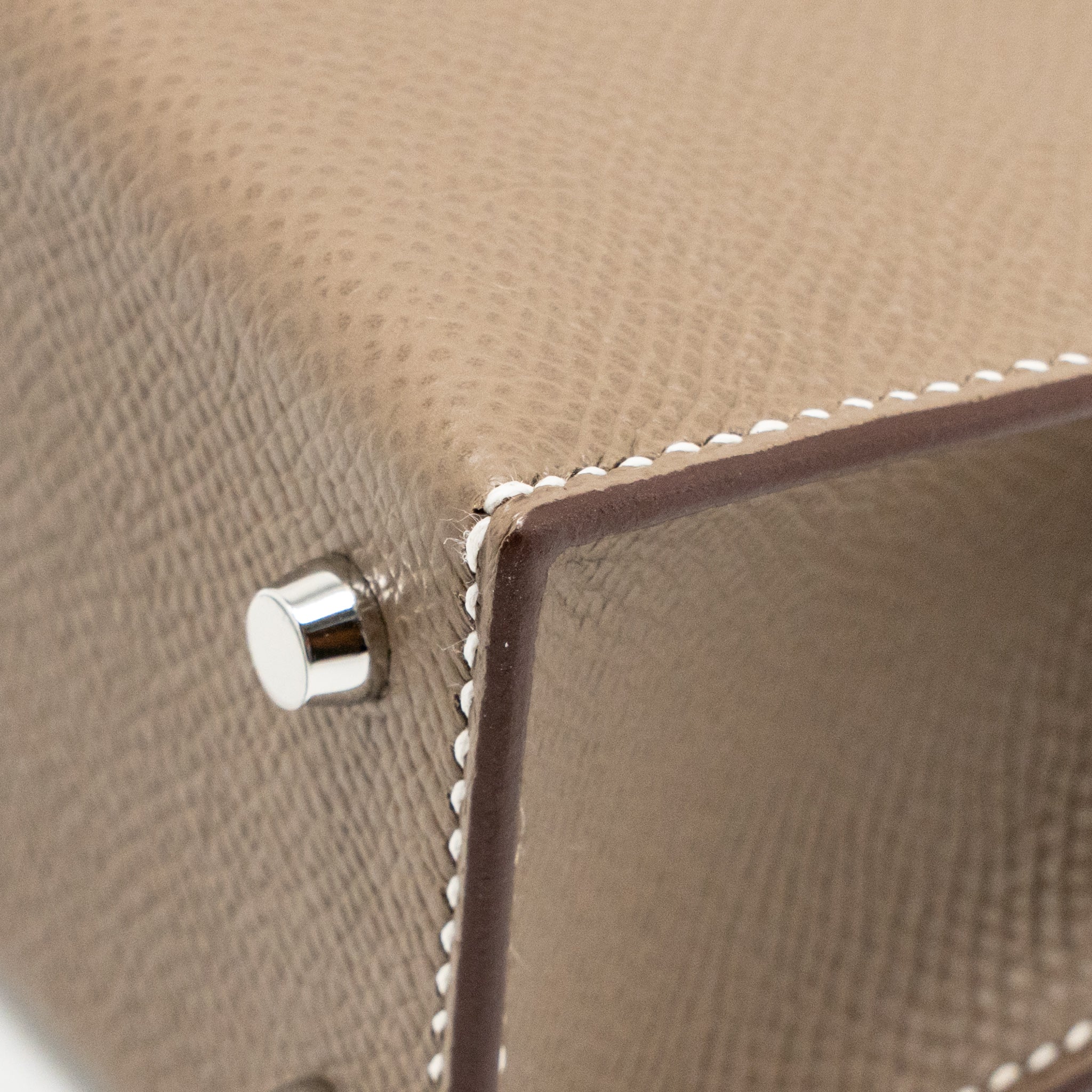 Hermes Mini Kelly II Epsom Etoupe SHW Stamp K - Image 10