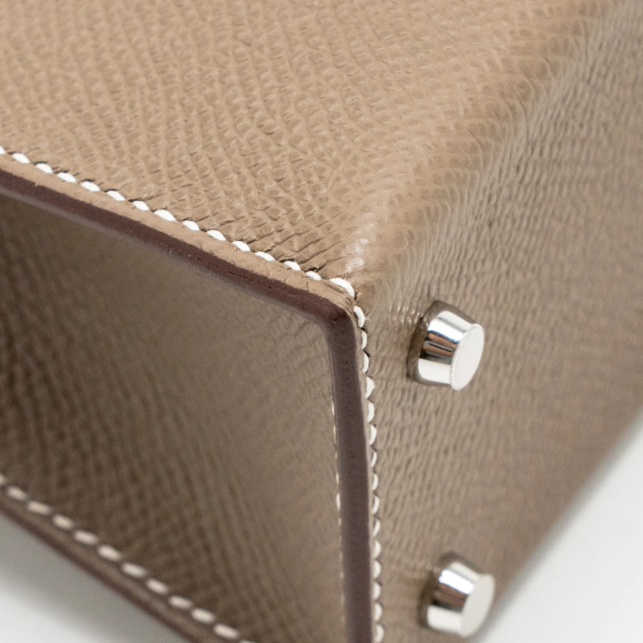 Hermes Mini Kelly II Epsom Etoupe SHW Stamp K - Image 11