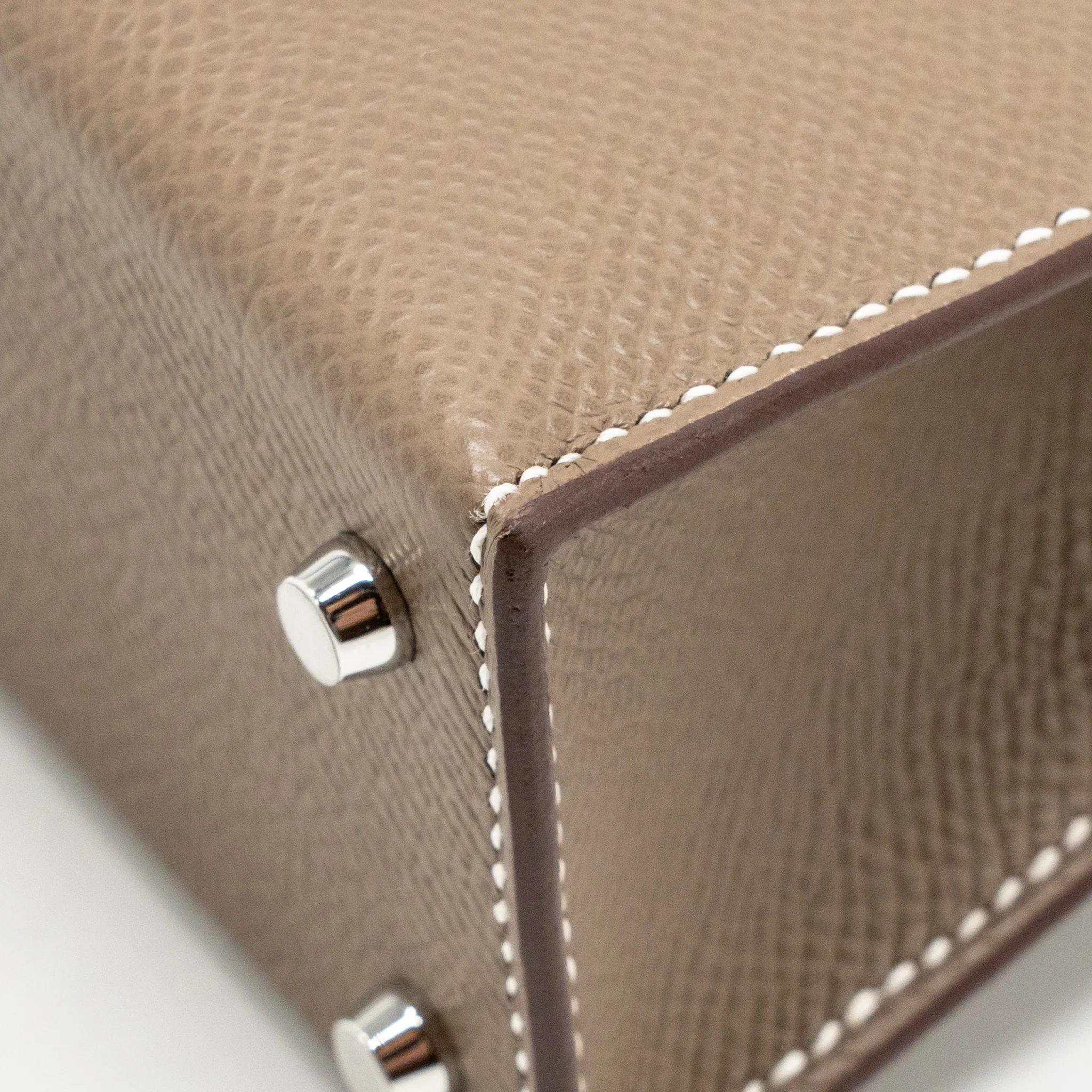 Hermes Mini Kelly II Epsom Etoupe SHW Stamp K - Image 12