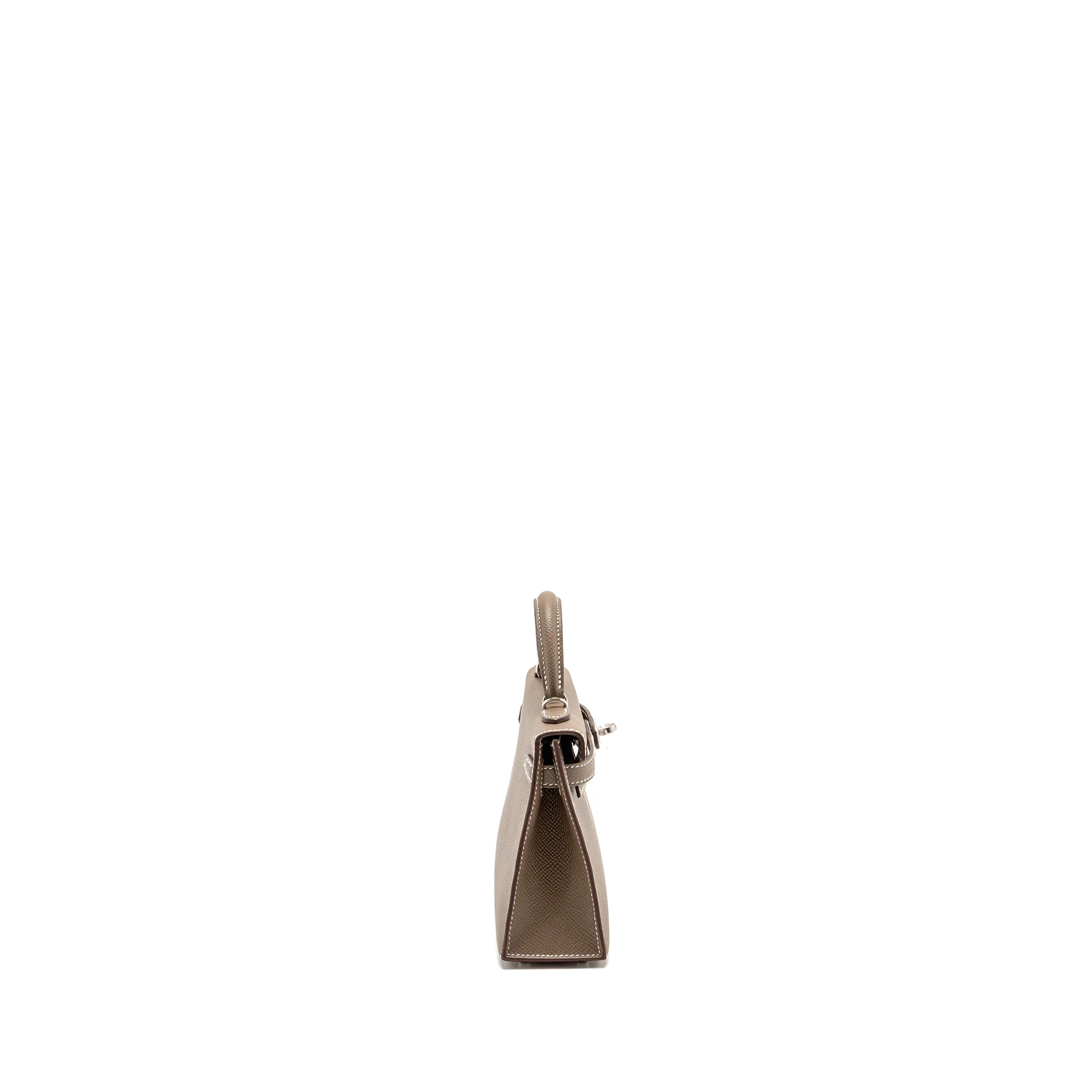 Hermes Mini Kelly II Epsom Etoupe SHW Stamp K - Image 3