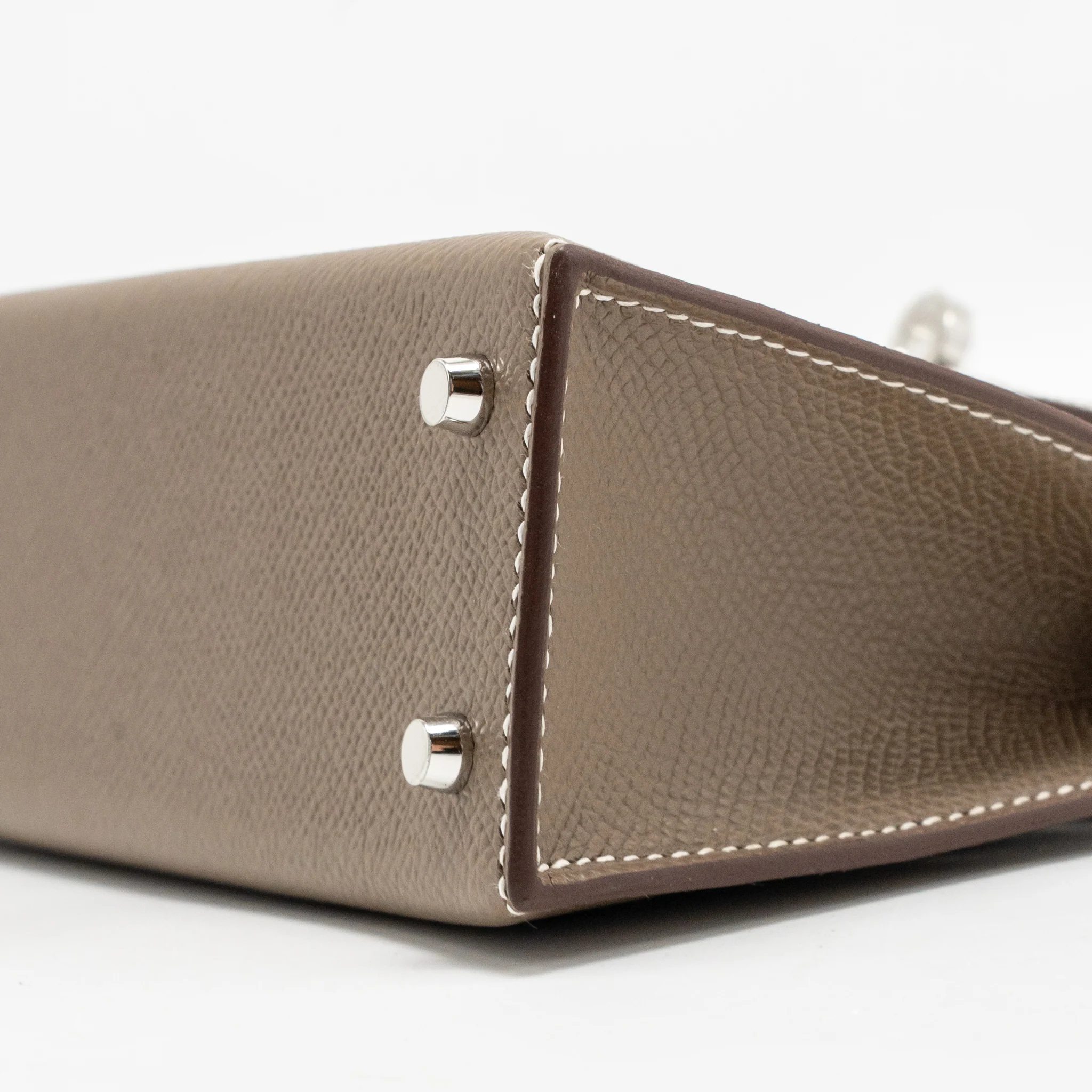 Hermes Mini Kelly II Epsom Etoupe SHW Stamp K - Image 8