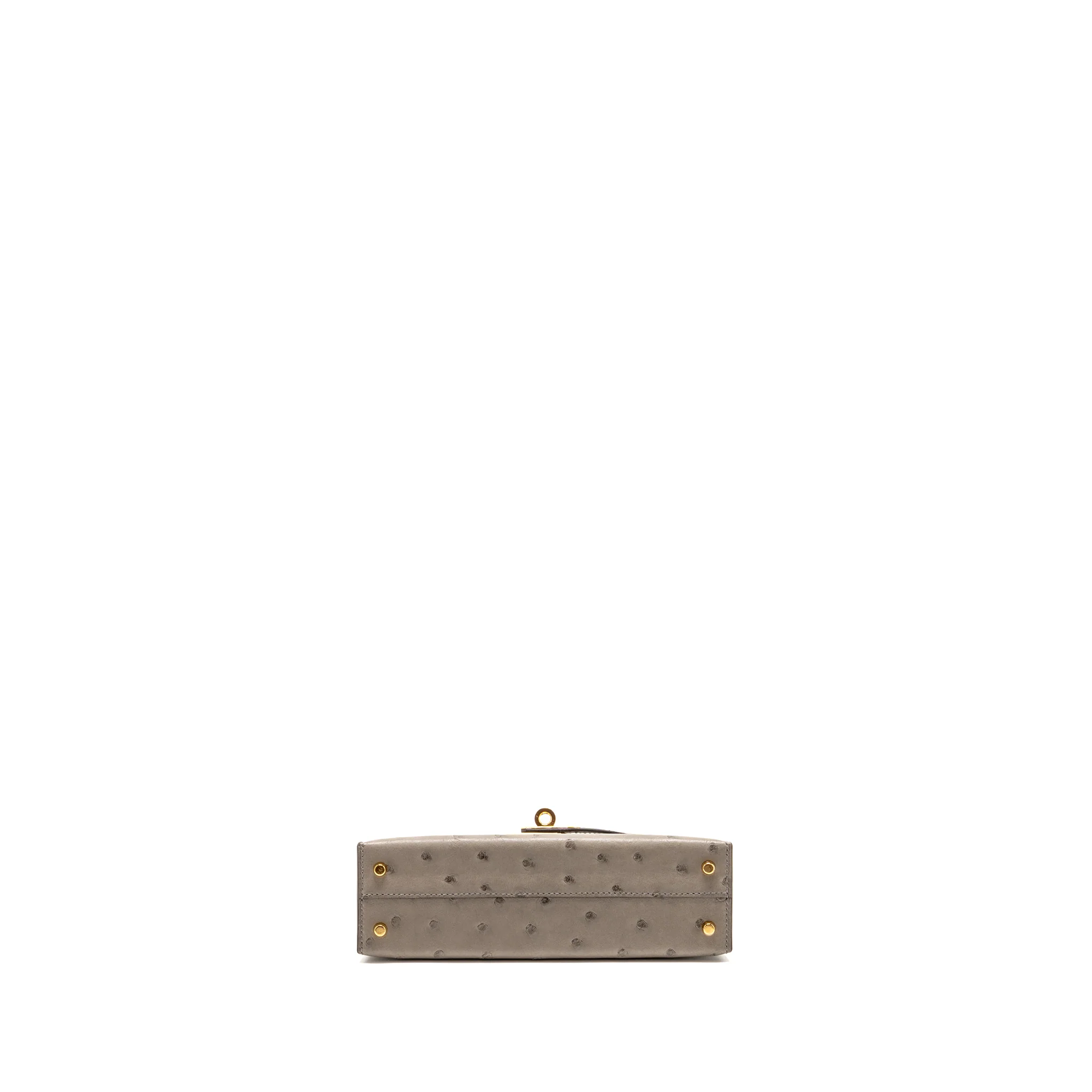 Hermes Mini Kelly II Ostrich Gris Tourterelle GHW Stamp U - Image 6