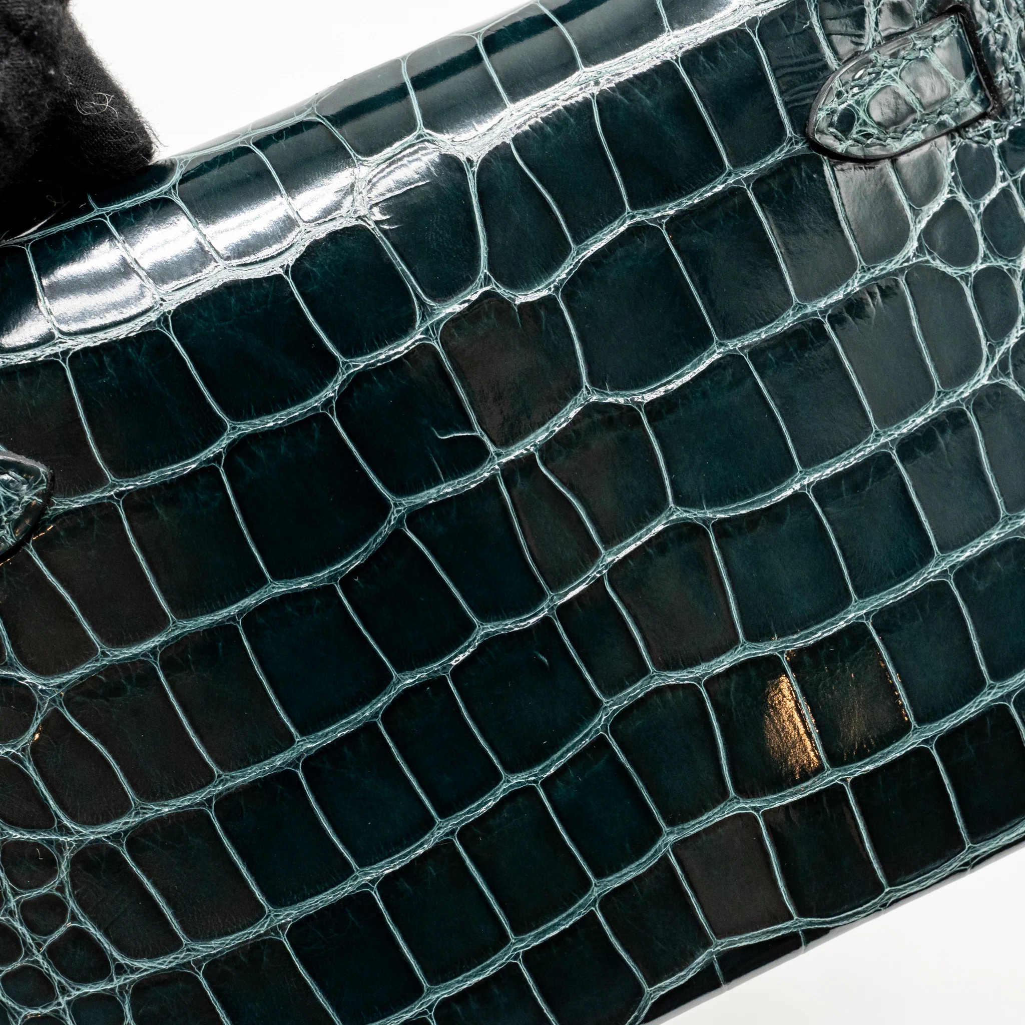 Hermes Mini Kelly II Shiny Alligator Mississippiensis 6O Vert Cypres GHW Stamp Y - Image 13