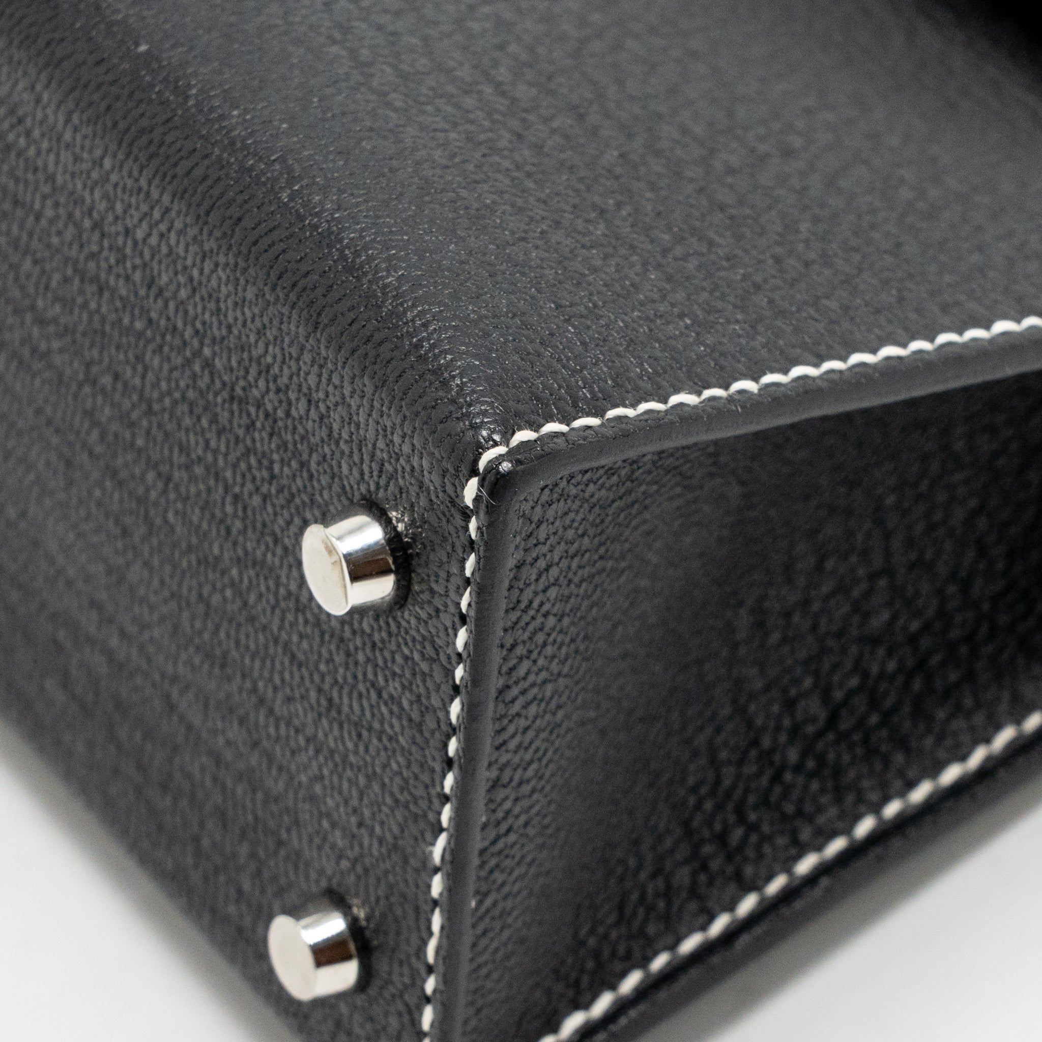 Hermes Mini Kelly II Special Order Chèvre Mysore Black/Lime SHW Stamp B - Image 10
