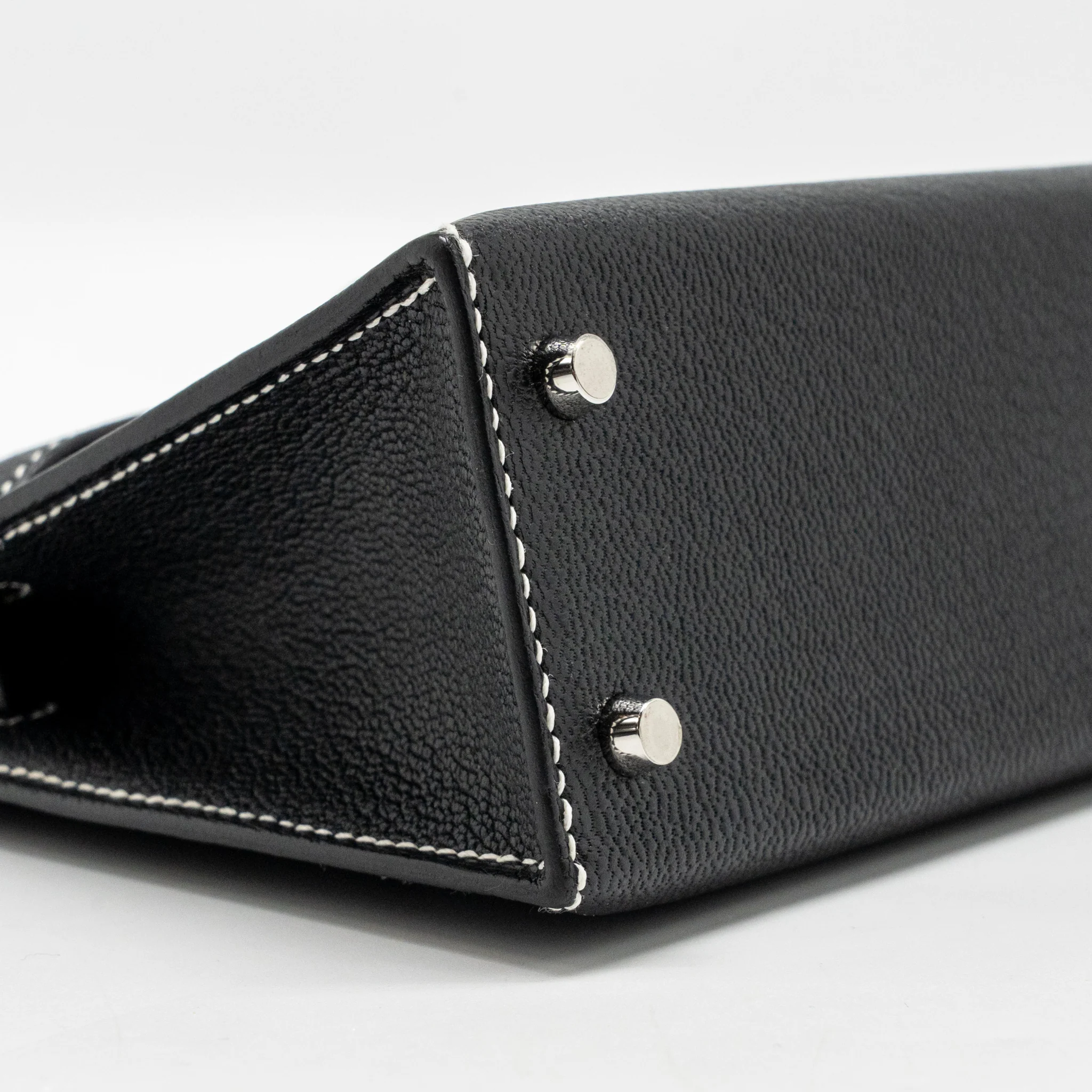 Hermes Mini Kelly II Special Order Chèvre Mysore Black/Lime SHW Stamp B - Image 7