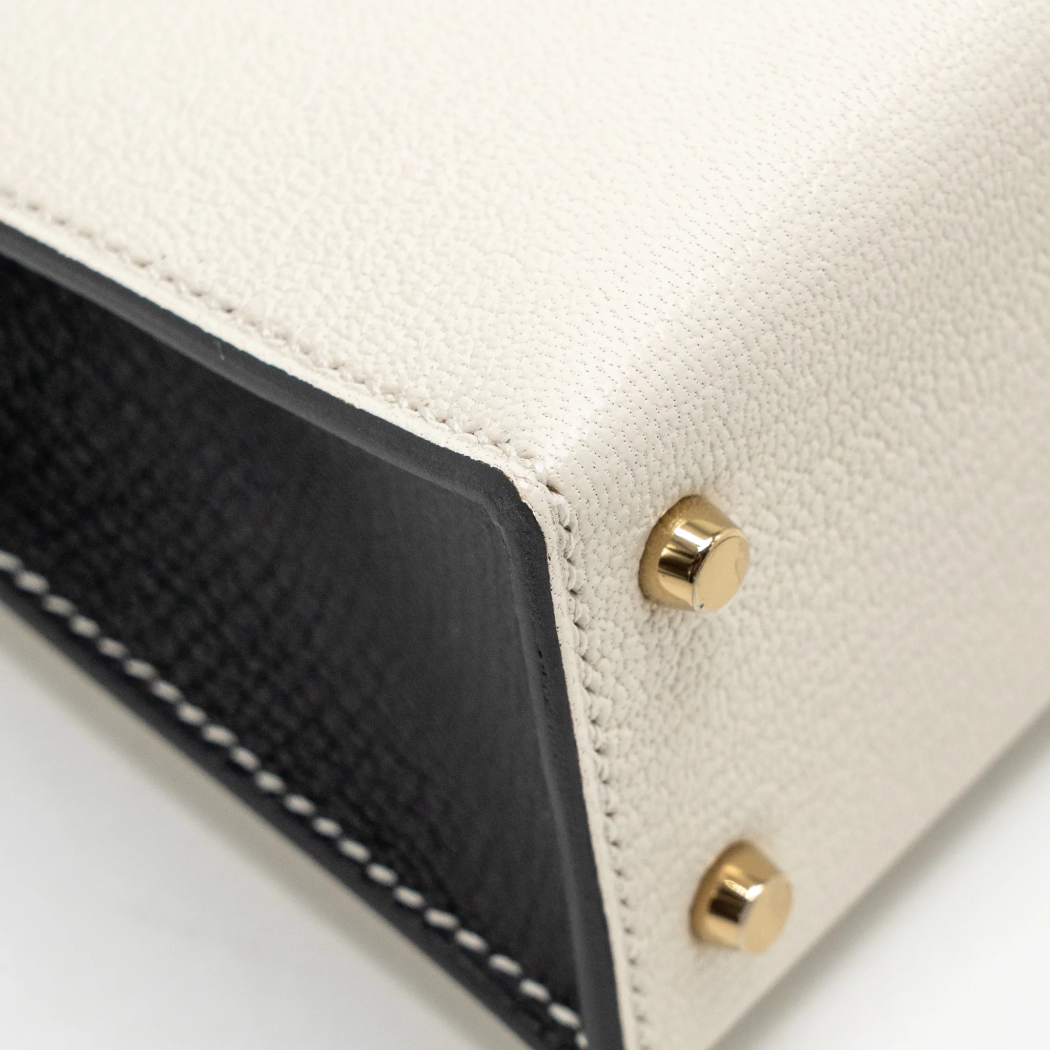 Hermes mini kelly II special order chèvre Mysore nata/black LGHW stamp K - Image 9