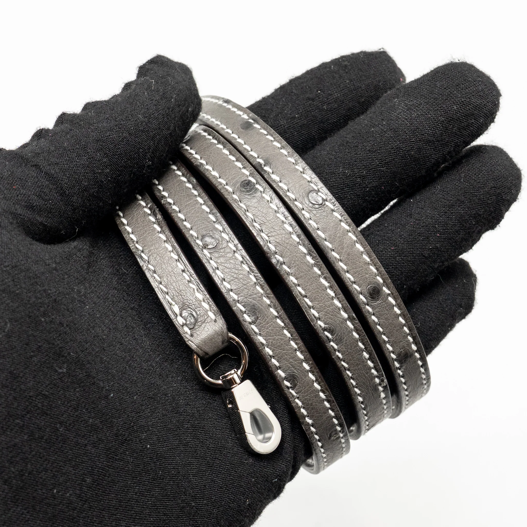 Hermes Mini Kelly II Special Order Ostrich Gris Perle / Graphite SHW Stamp W - Image 18