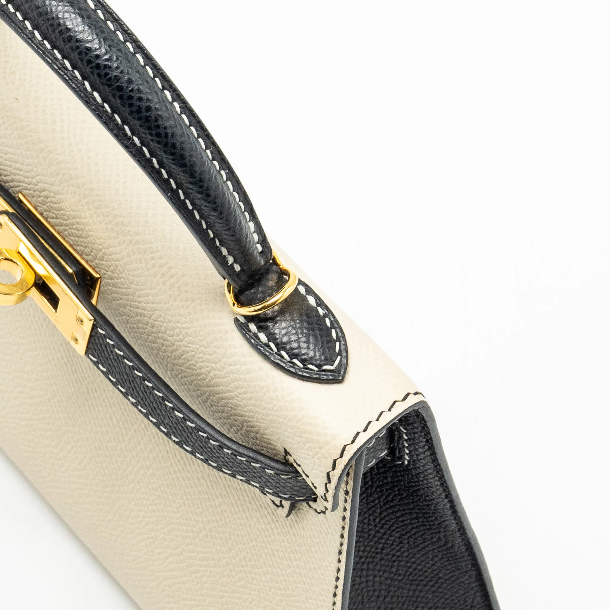 Hermes Mini Kelly Special Order Epsom Nata/Black GHW Stamp U - Image 10
