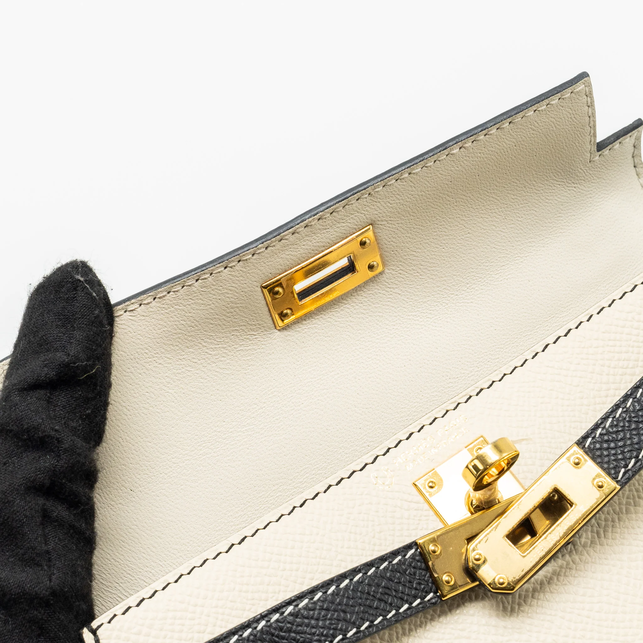 Hermes Mini Kelly Special Order Epsom Nata/Black GHW Stamp U - Image 14