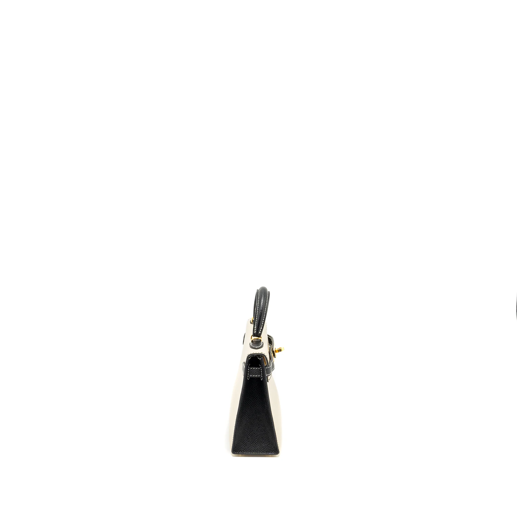 Hermes Mini Kelly Special Order Epsom Nata/Black GHW Stamp U - Image 3