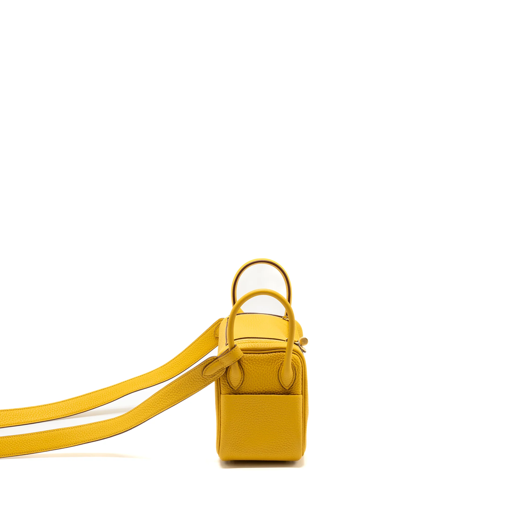 Hermes mini lindy clemence 9D Jaune amber GHW stamp D - Image 3