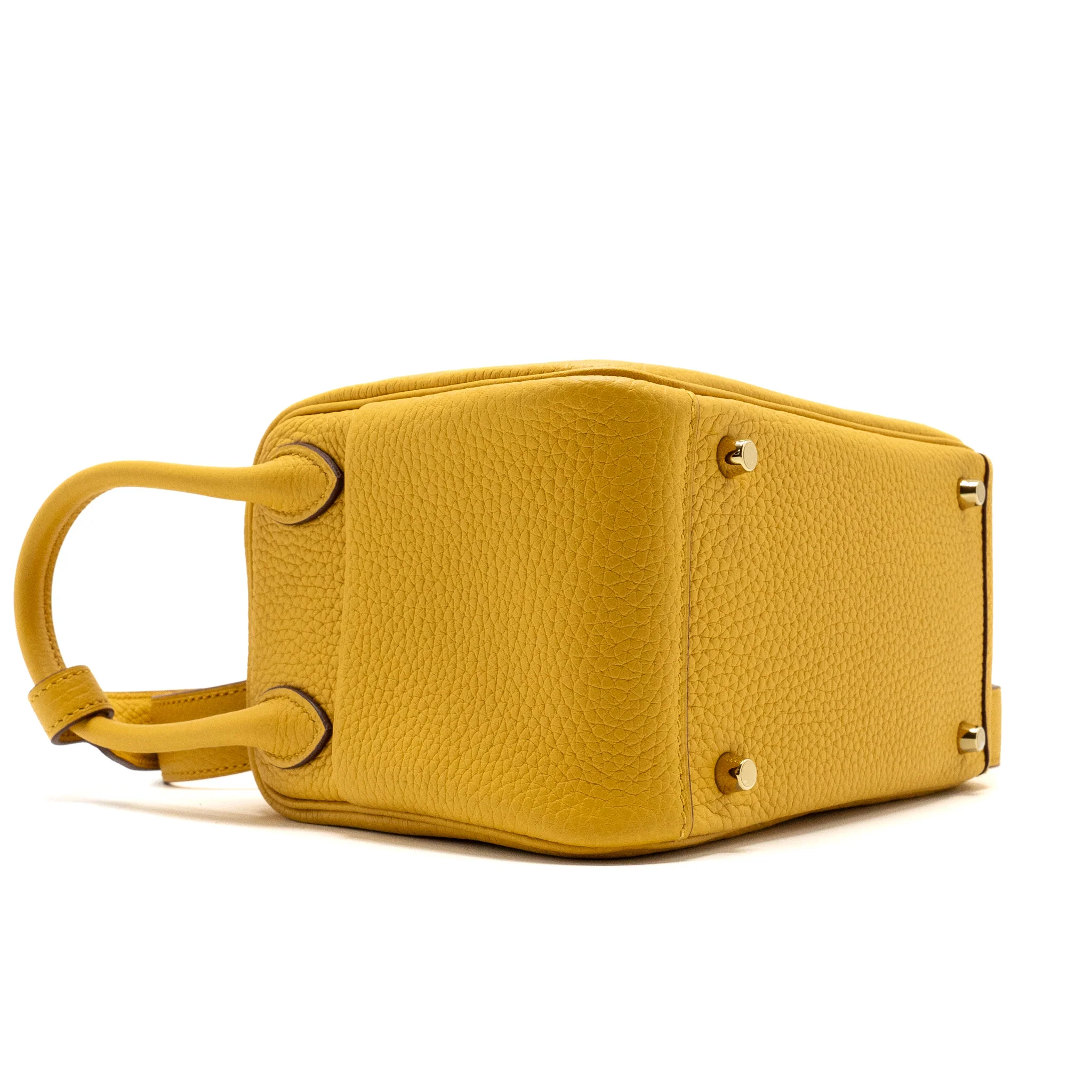 Hermes mini lindy clemence 9D Jaune amber GHW stamp D - Image 6