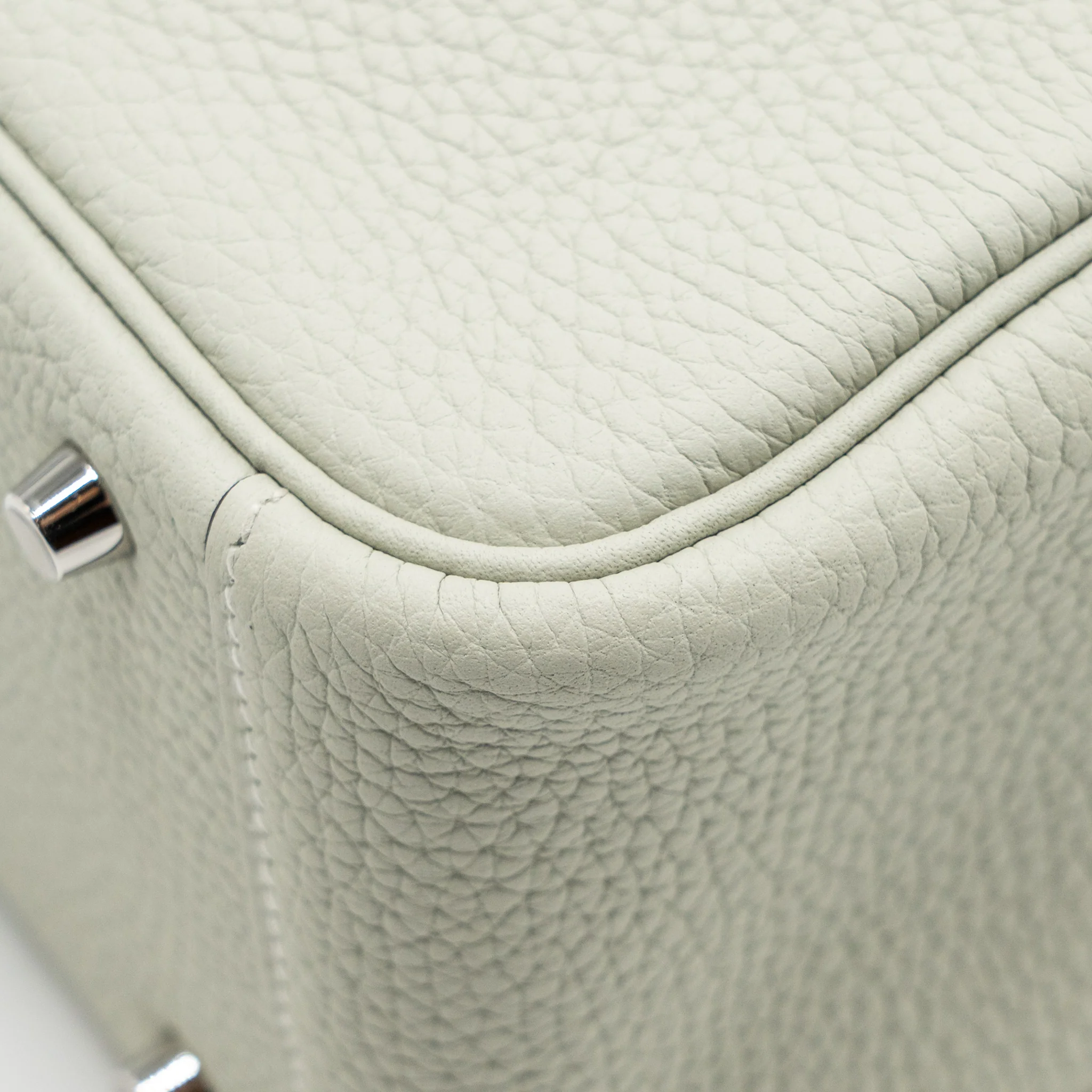 Hermes Mini Lindy Clemence Gris Neve SHW stamp B - Image 11