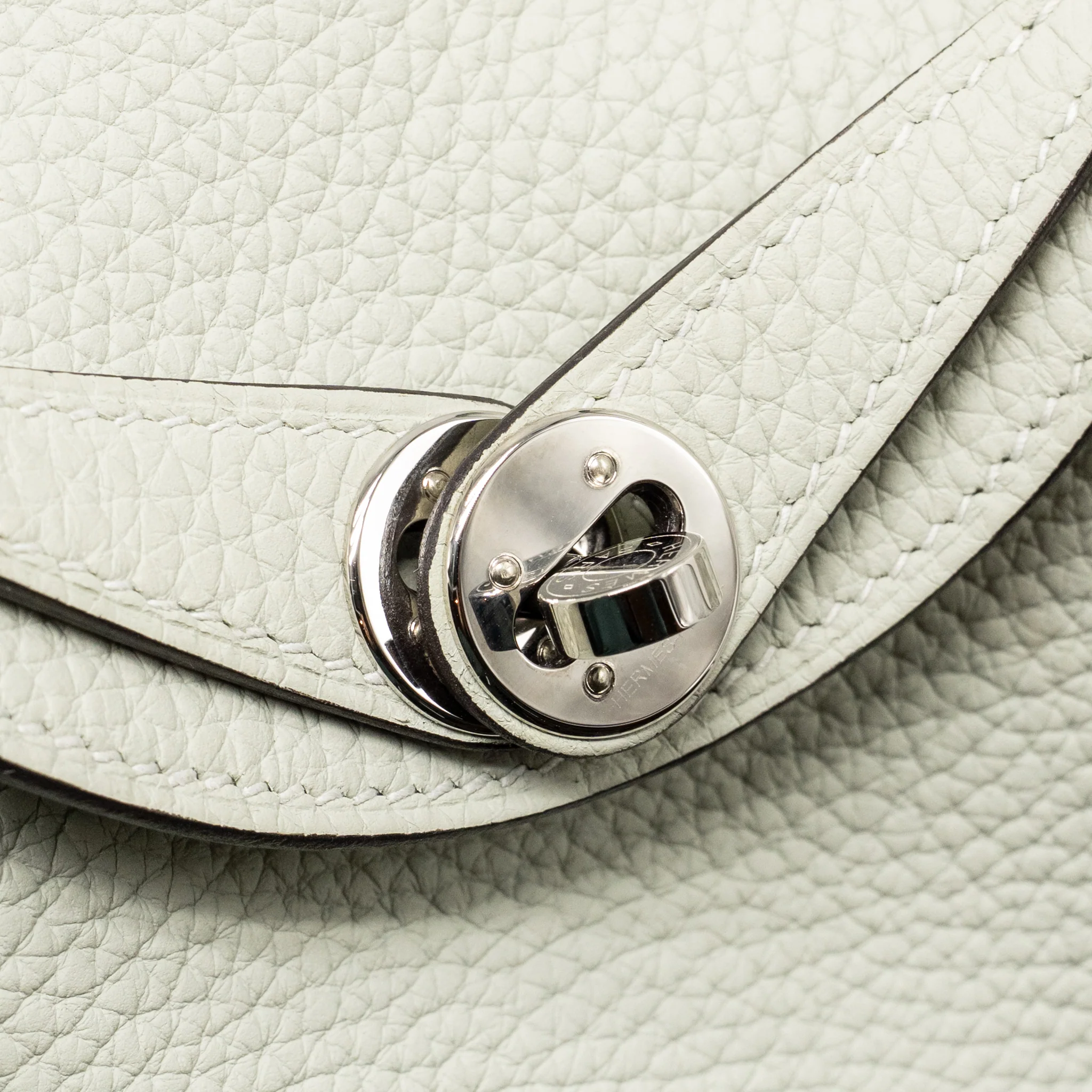 Hermes Mini Lindy Clemence Gris Neve SHW stamp B - Image 13