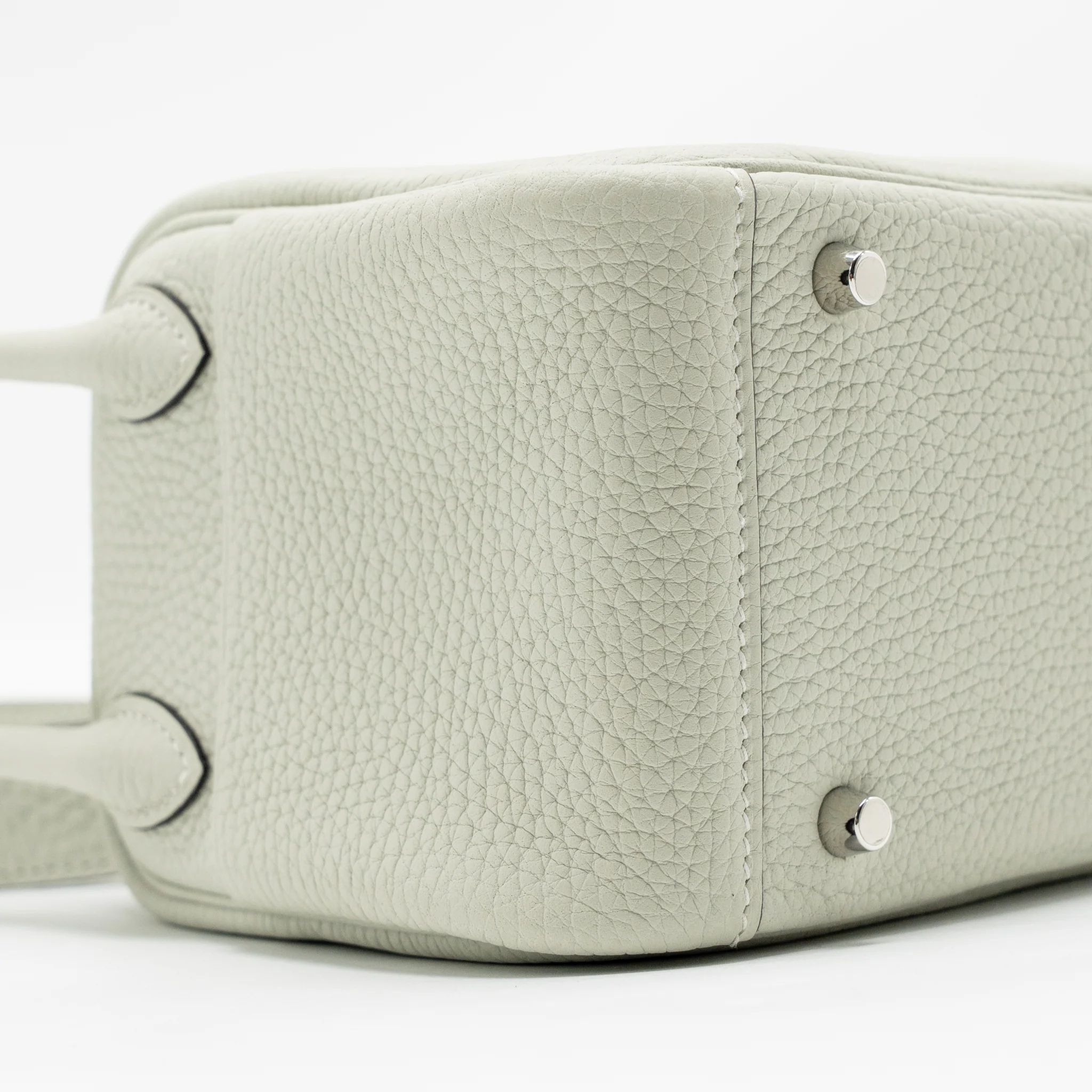 Hermes Mini Lindy Clemence Gris Neve SHW stamp B - Image 6