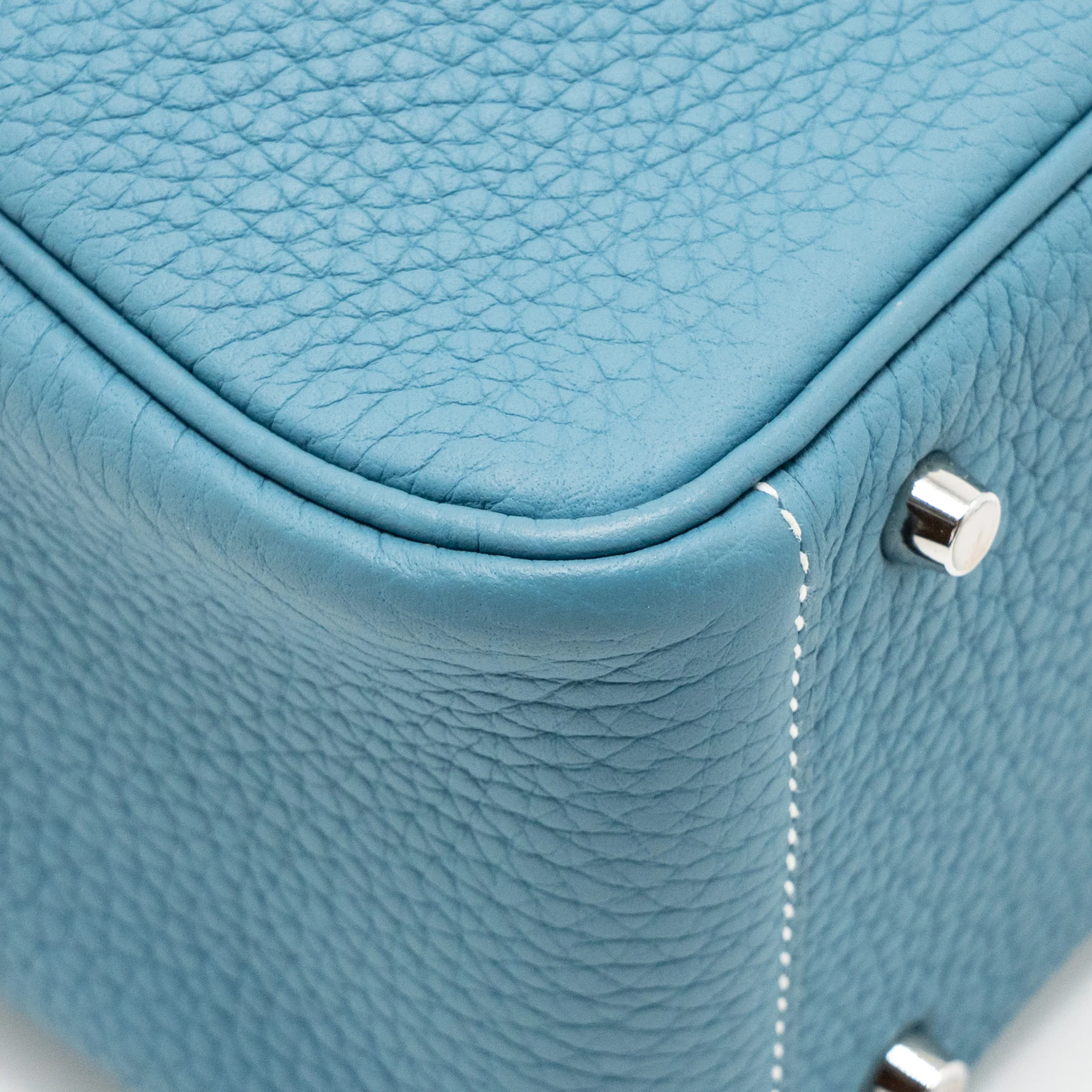 HERMES Mini Lindy Clemence New Blue Jean SHW Stamp W - Image 8