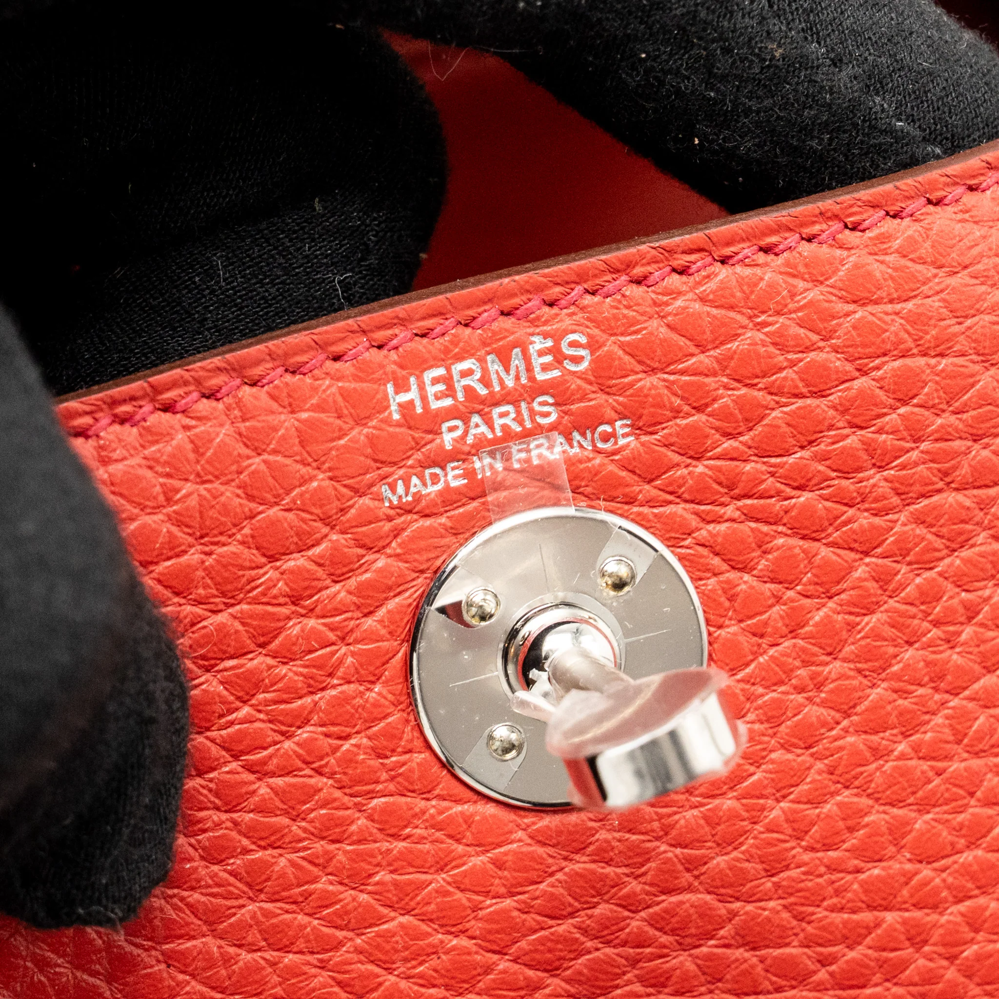 Hermes Mini Lindy Clemence Vermillon SHW Stamp B - Image 14