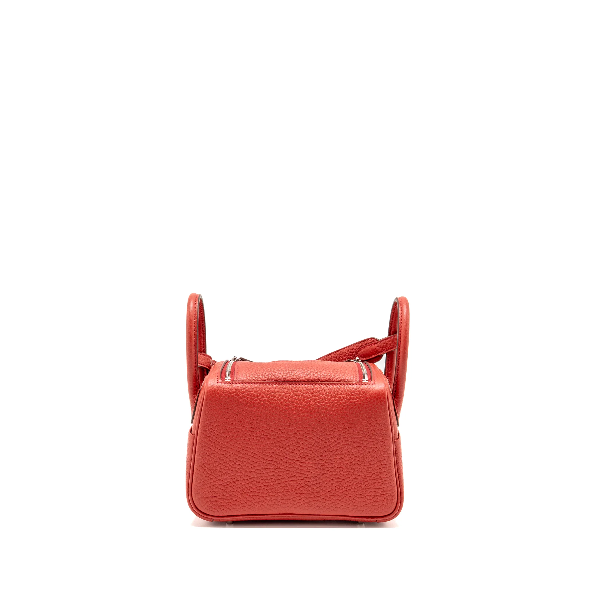Hermes Mini Lindy Clemence Vermillon SHW Stamp B - Image 2