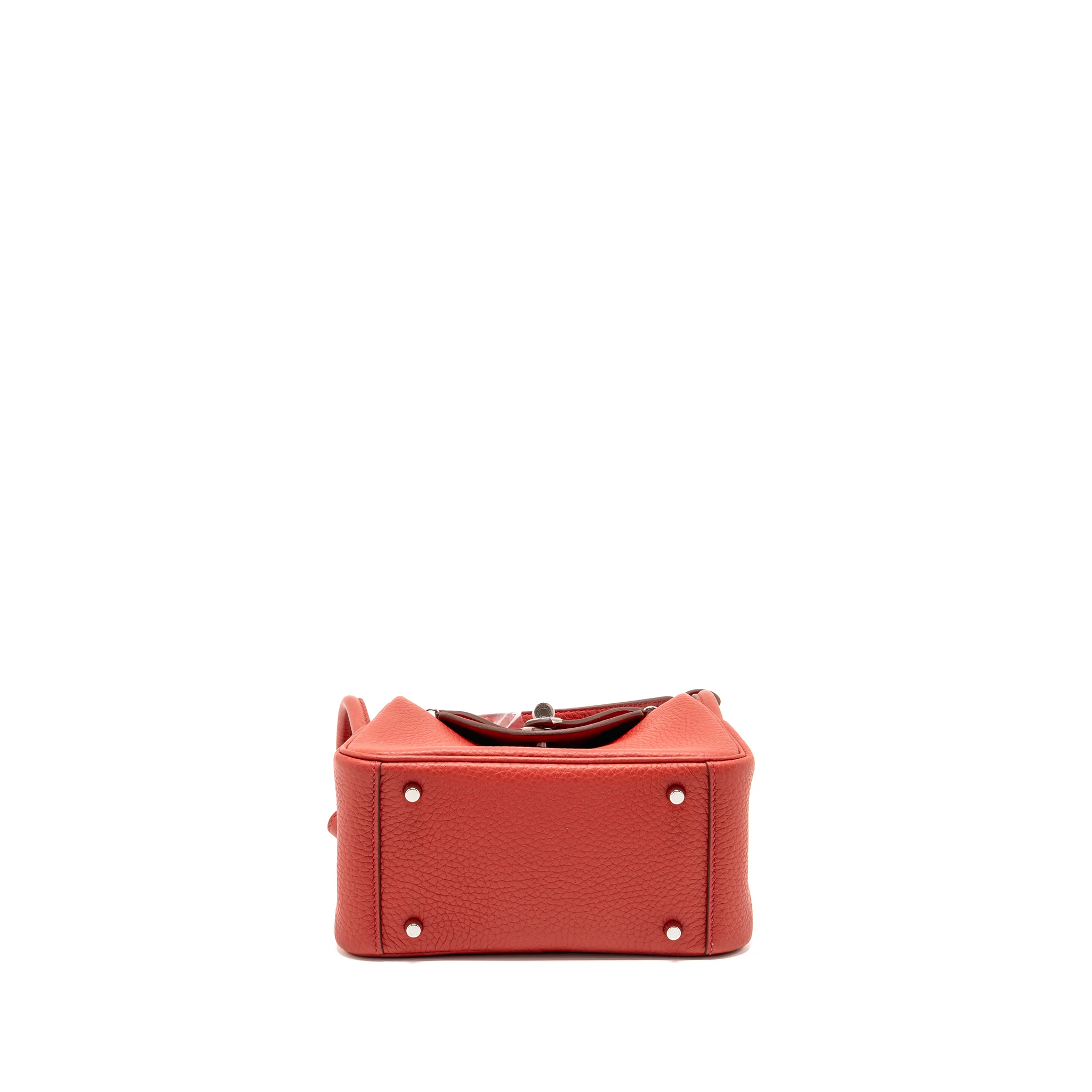Hermes Mini Lindy Clemence Vermillon SHW Stamp B - Image 5