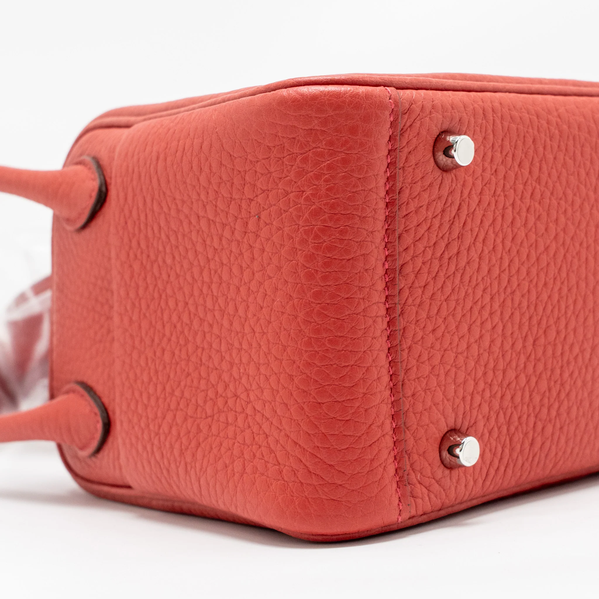 Hermes Mini Lindy Clemence Vermillon SHW Stamp B - Image 6