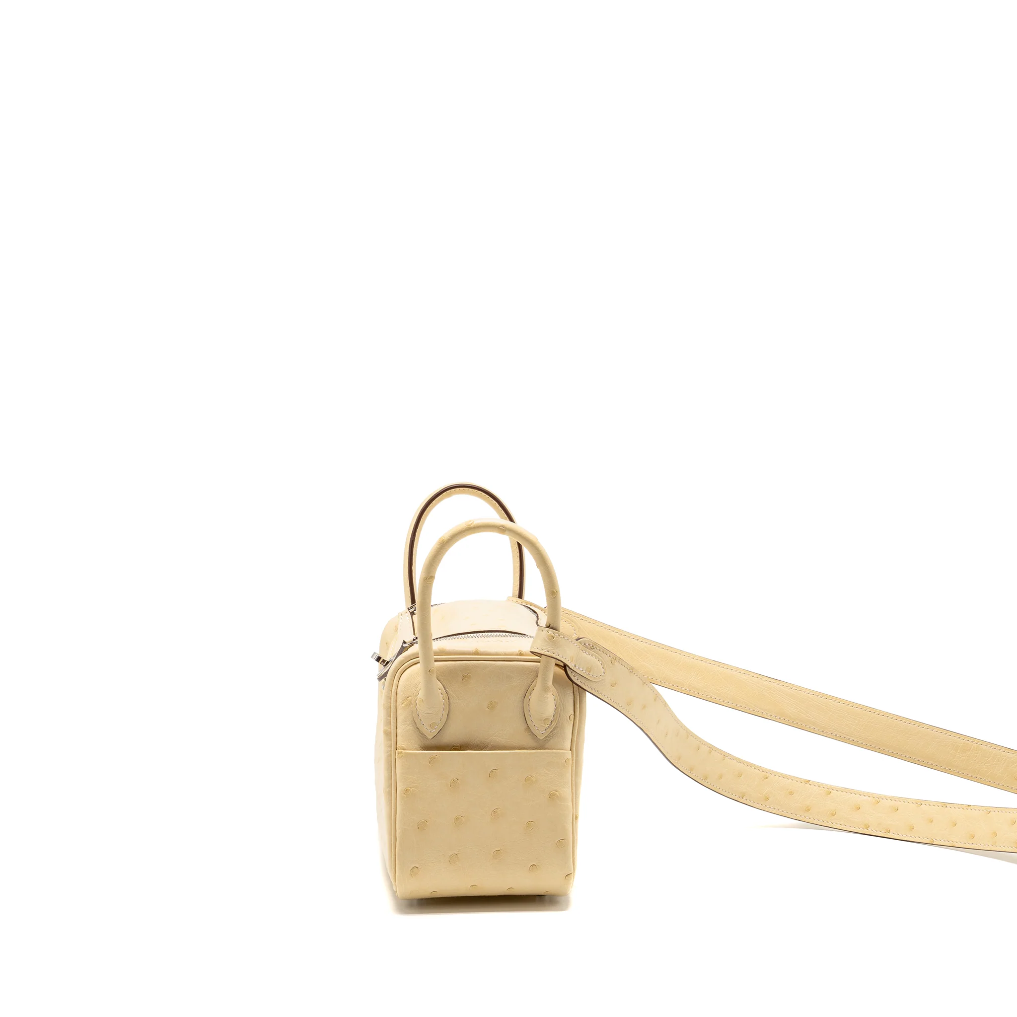 Hermes Mini Lindy Ostrich Nata SHW Stamp Z - Image 4