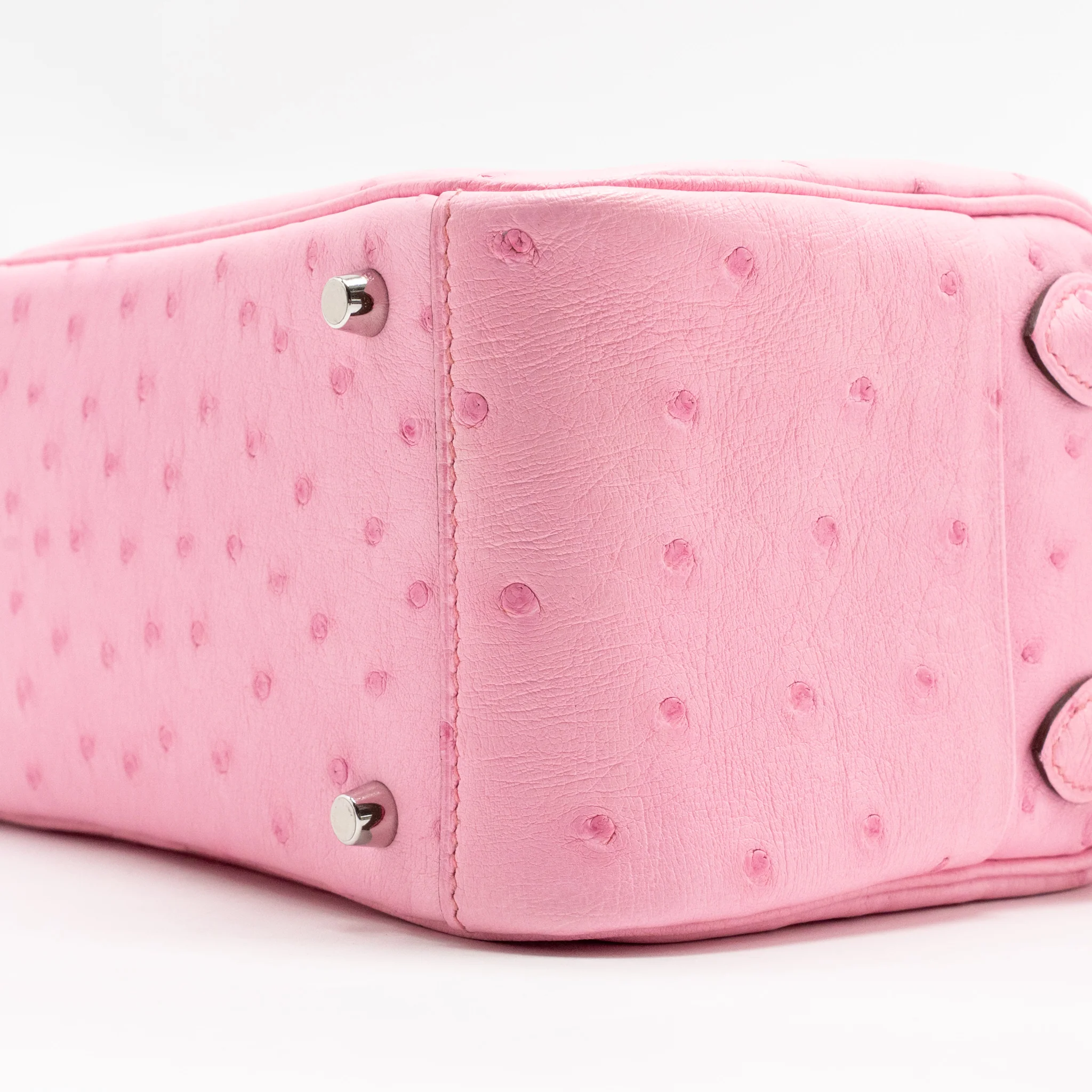 Hermes Mini Lindy Ostrich Rose Bubblegum SHW Stamp W - Image 8