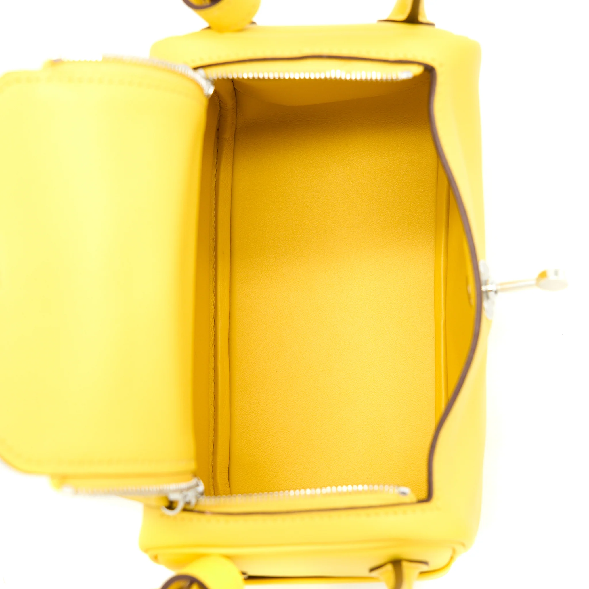 Hermes Mini Lindy Swift 9O Jaune De Naples SHW Stamp U - Image 6
