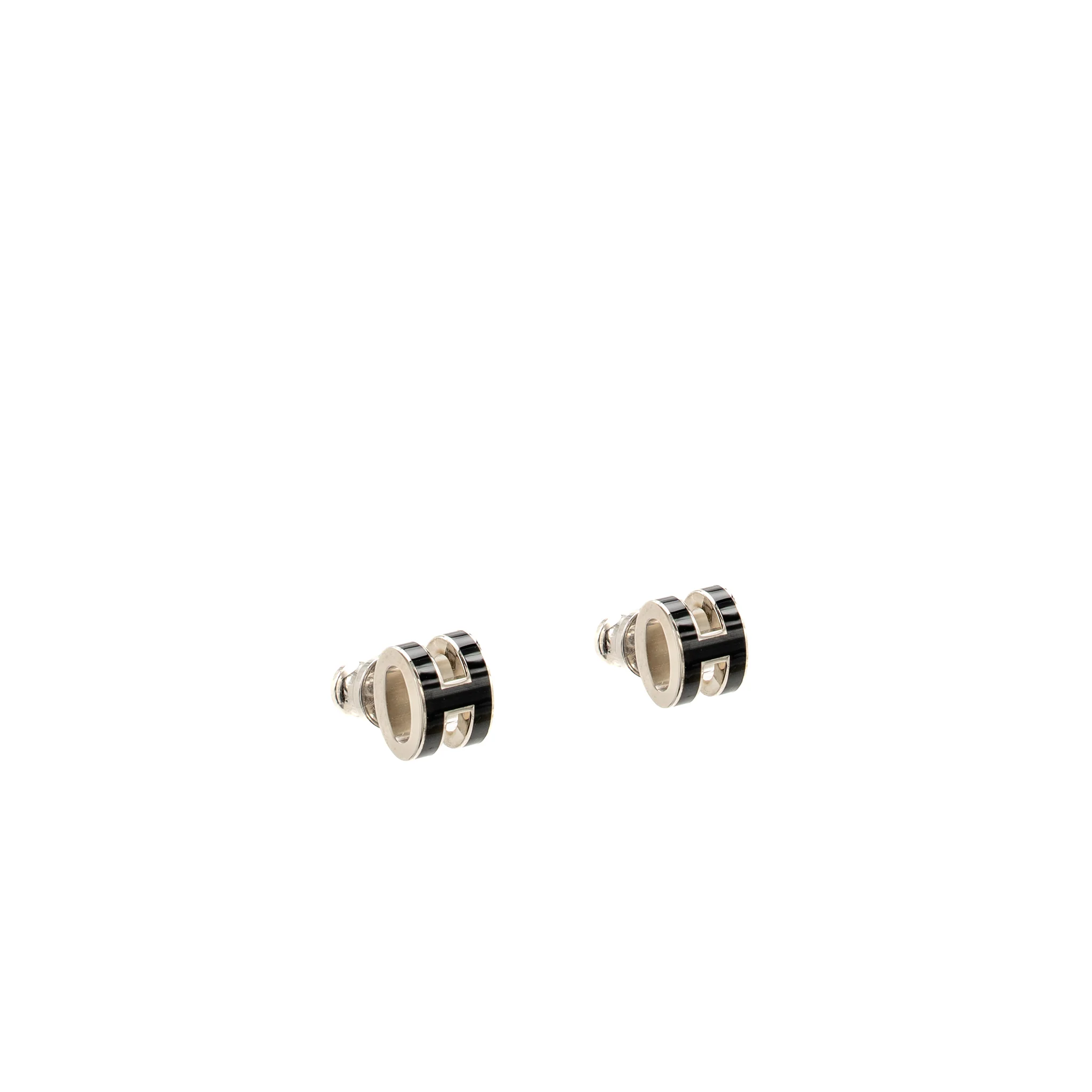 Hermes mini Pop H Earrings Black SHW - Image 2