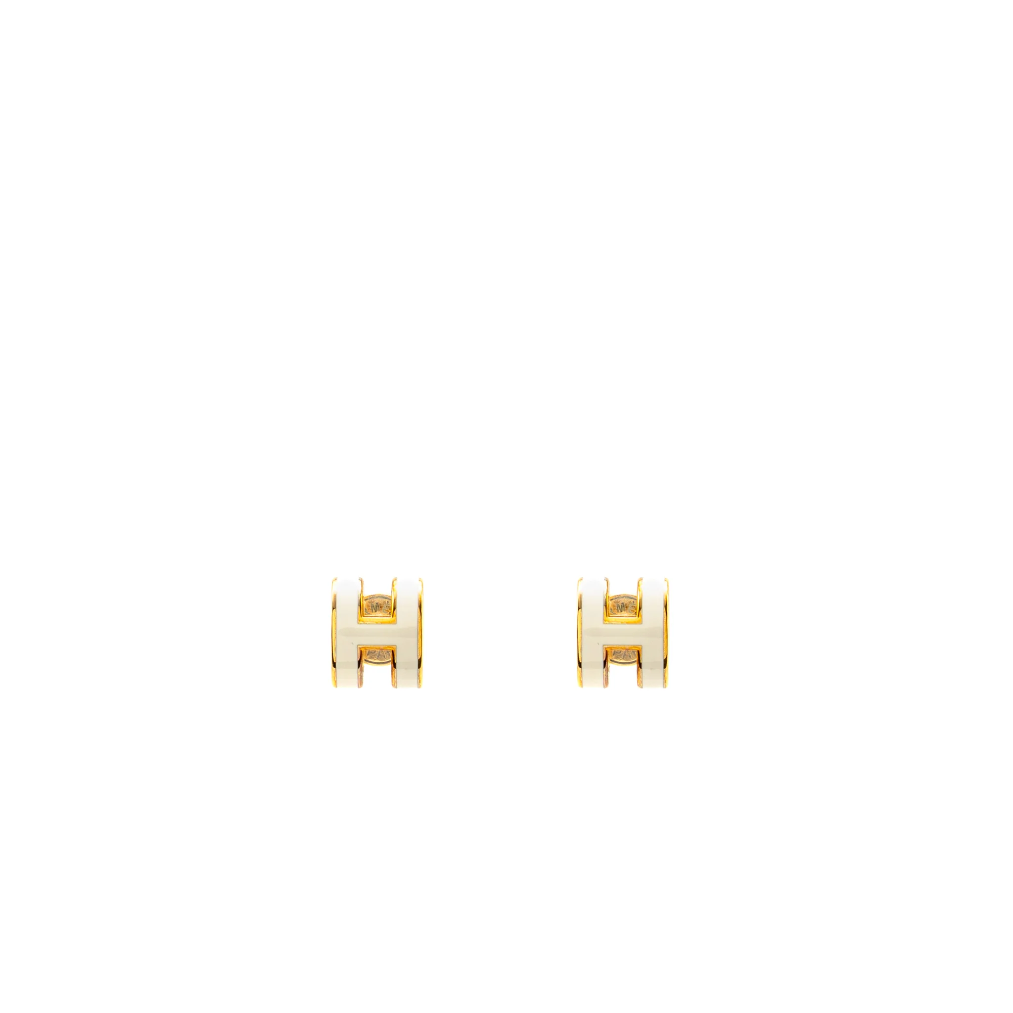 Hermes Mini Pop H Earrings Blanc RGHW