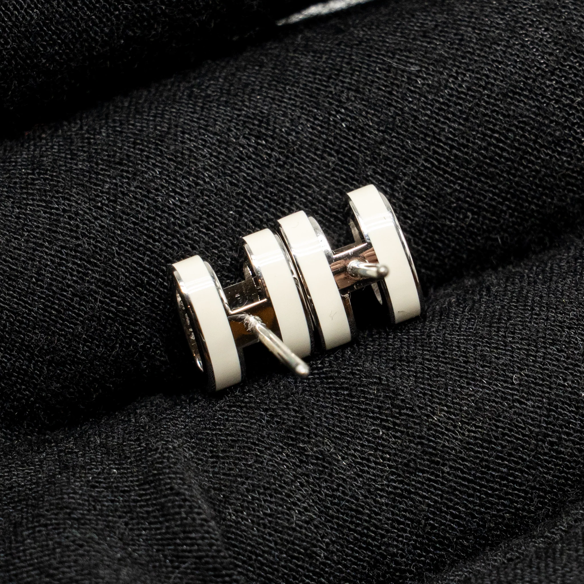 Hermes Mini Pop H Earrings Blanc SHW - Image 3