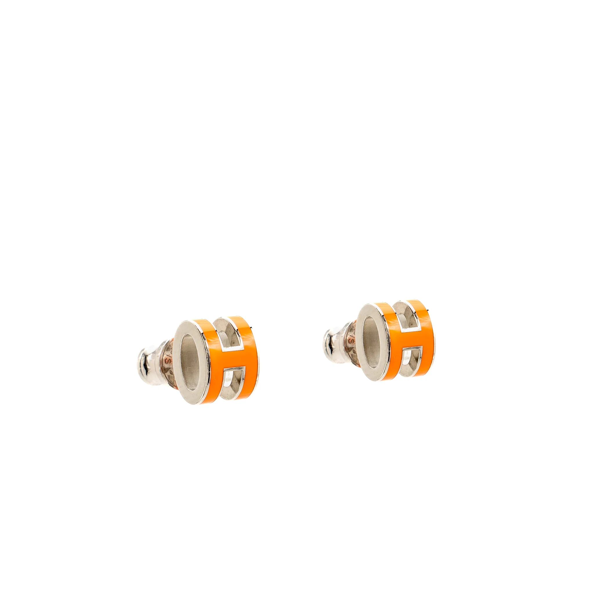 Hermes Mini Pop H earrings orange SHW - Image 2
