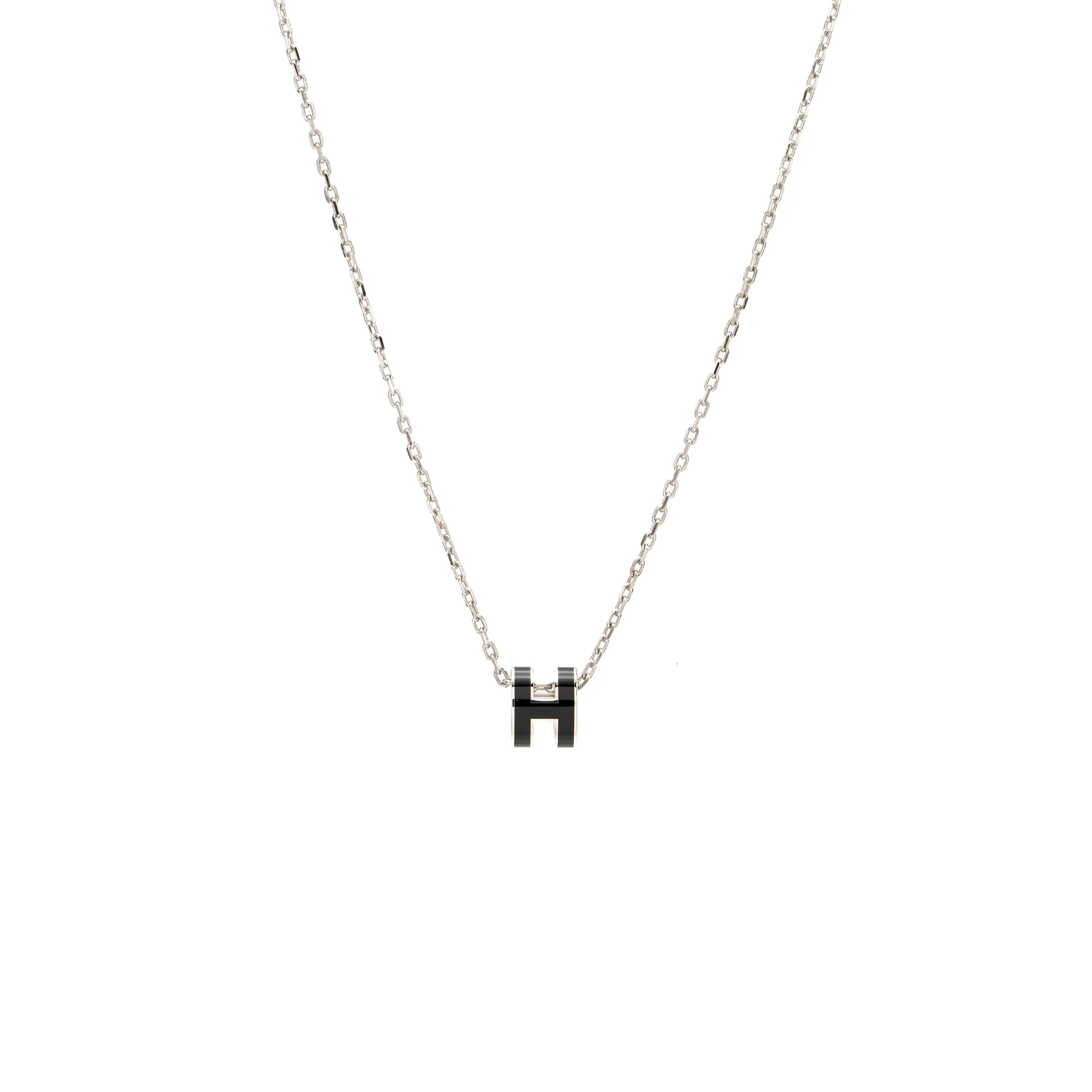 Hermes Mini Pop H Pendant Black SHW