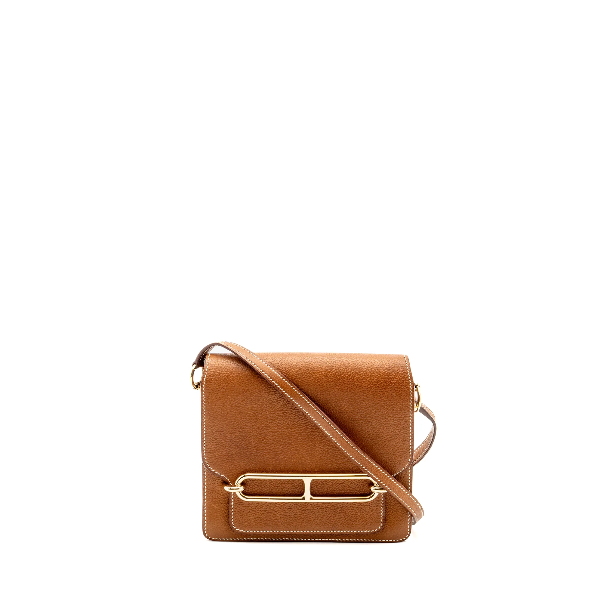 Hermes Mini Roulis Barenia Faubourg 34 Fauve Gold LGHW Stamp D