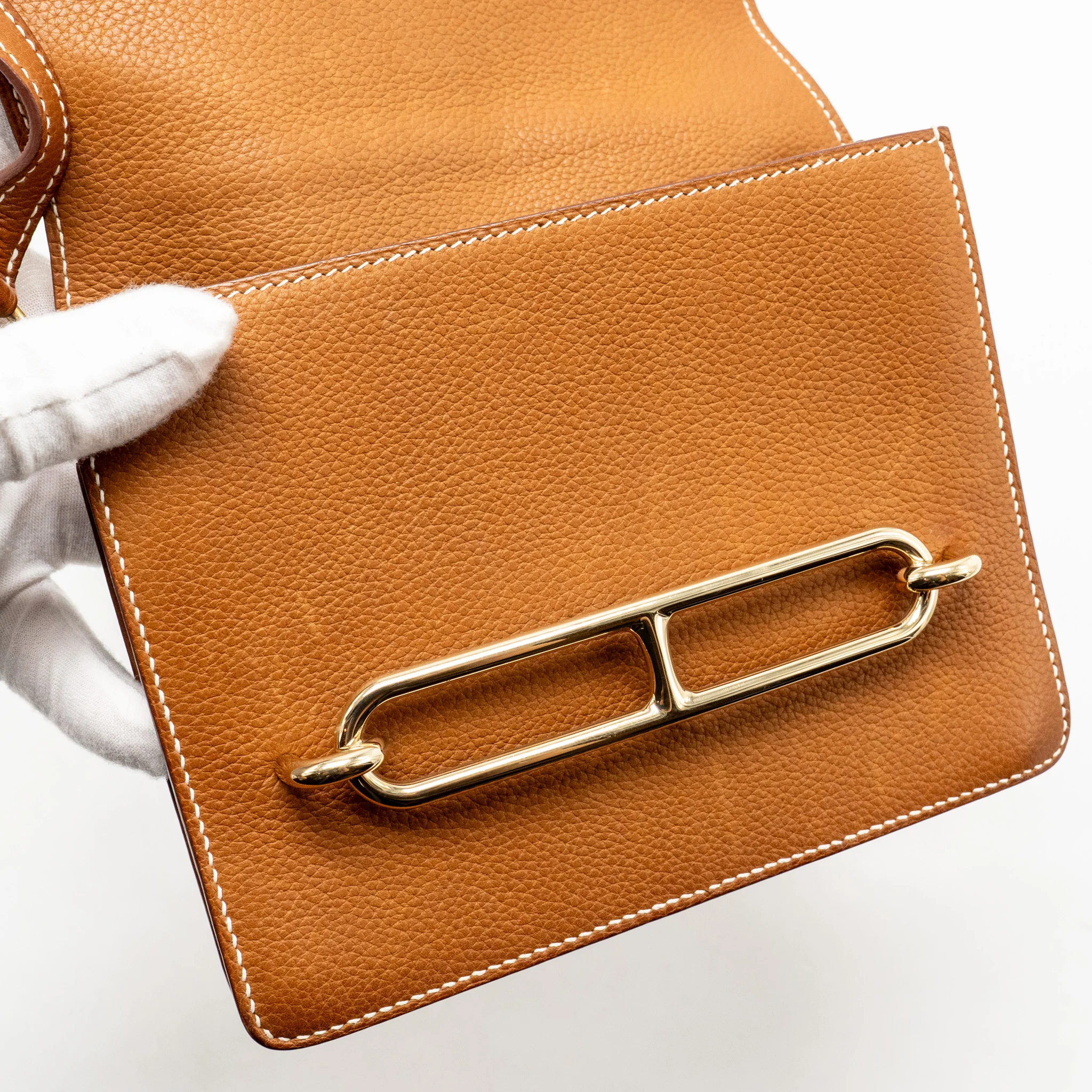 Hermes Mini Roulis Barenia Faubourg 34 Fauve Gold LGHW Stamp D - Image 13