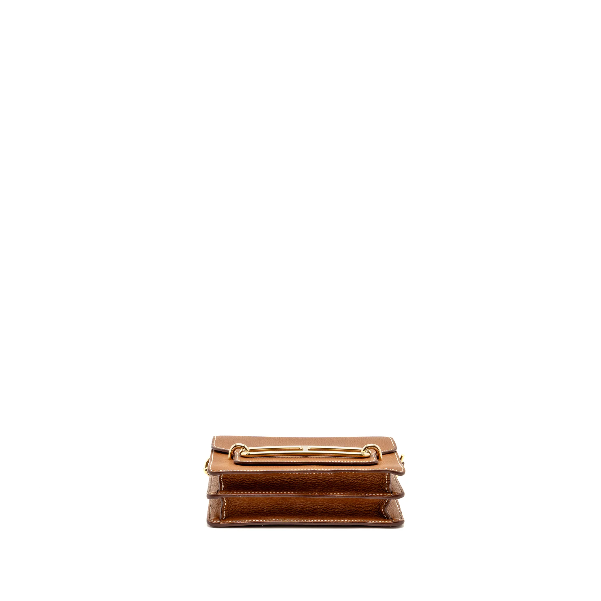 Hermes Mini Roulis Barenia Faubourg 34 Fauve Gold LGHW Stamp D - Image 5