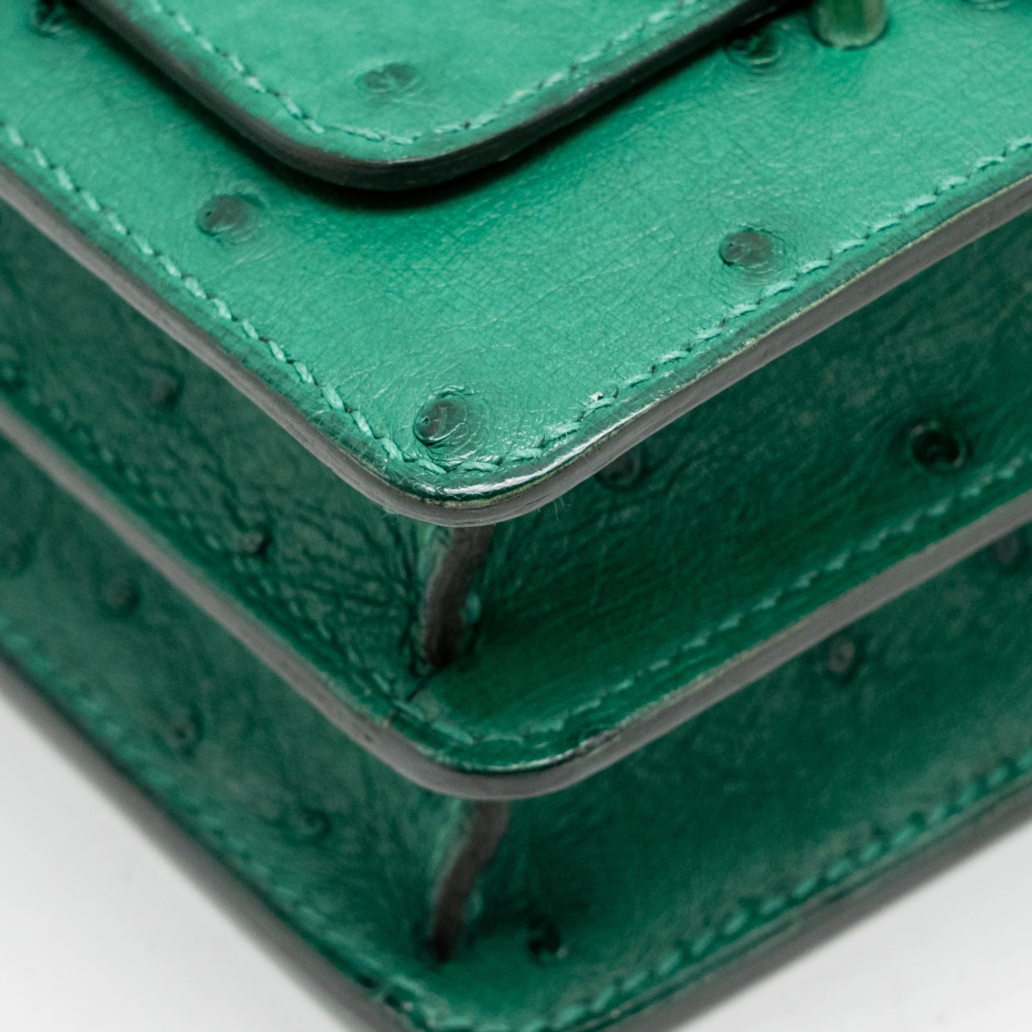 Hermes Mini Roulis Ostrich Vert Vertigo SHW stamp A - Image 10