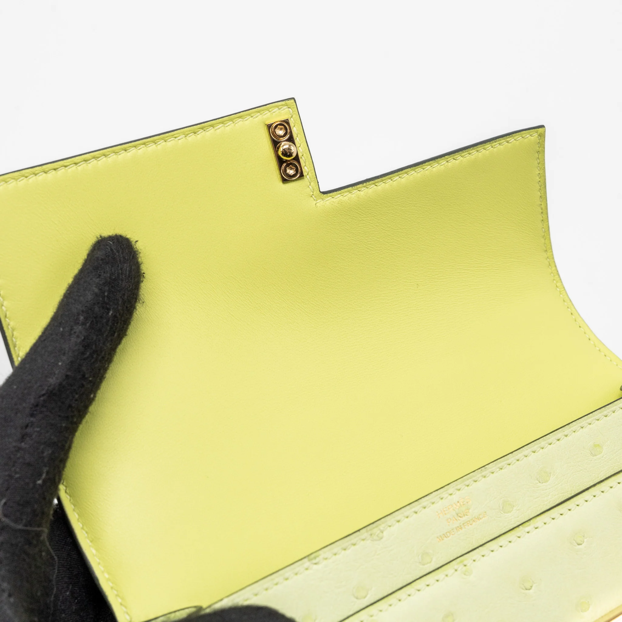 Hermes Mini Verrou Ostrich R9 Jaune Bourgeon GHW Stamp U - Image 10