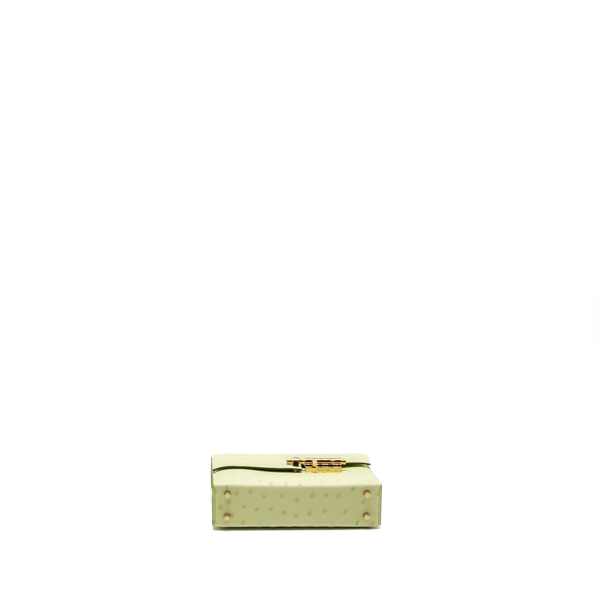 Hermes Mini Verrou Ostrich R9 Jaune Bourgeon GHW Stamp U - Image 5