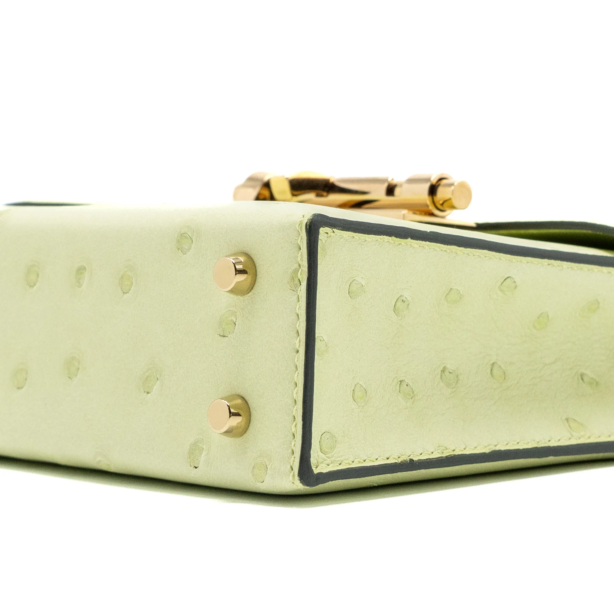 Hermes Mini Verrou Ostrich R9 Jaune Bourgeon GHW Stamp U - Image 7