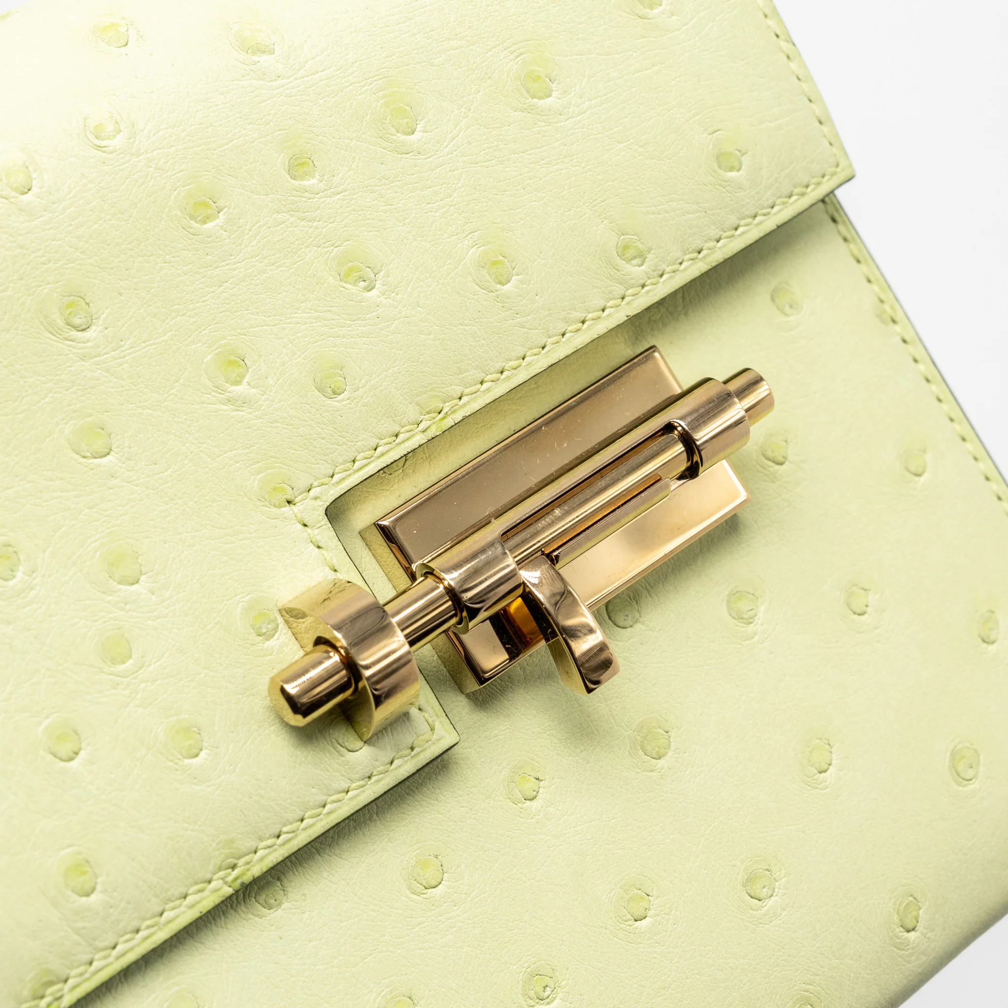 Hermes Mini Verrou Ostrich R9 Jaune Bourgeon GHW Stamp U - Image 8